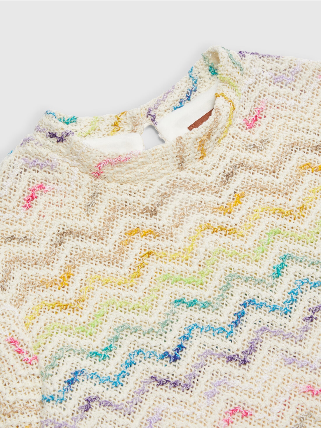 Cotton blend chevron knit dress, Multicoloured  - KS24SG03BV00FVS01CW - 2