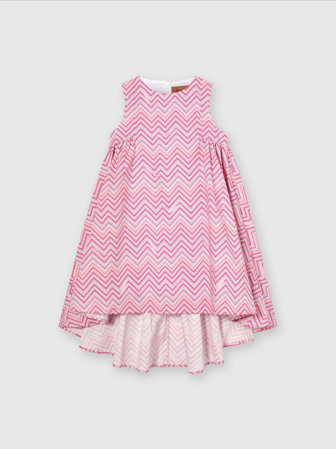 Cotton dress with zigzag print, Pink   - KS24SG05BV00FVS30DH - 0