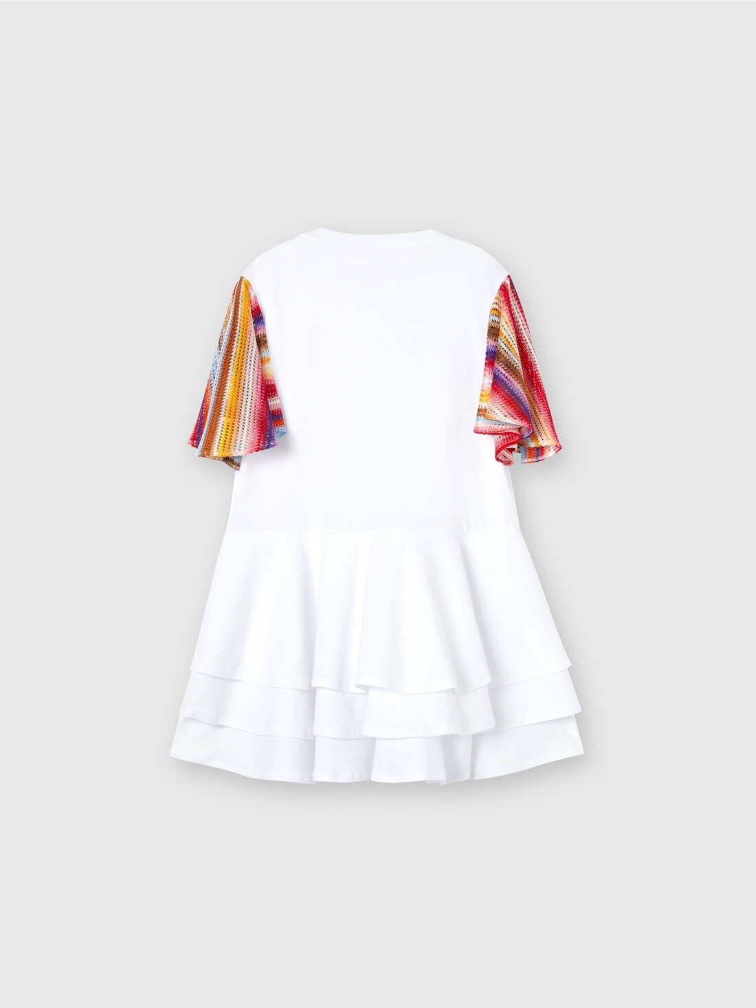 Vestido de manga corta en tejido jersey de algodón con inscripción del logotipo, Multicolor  - KS24SG07BV00FXS019C - 1