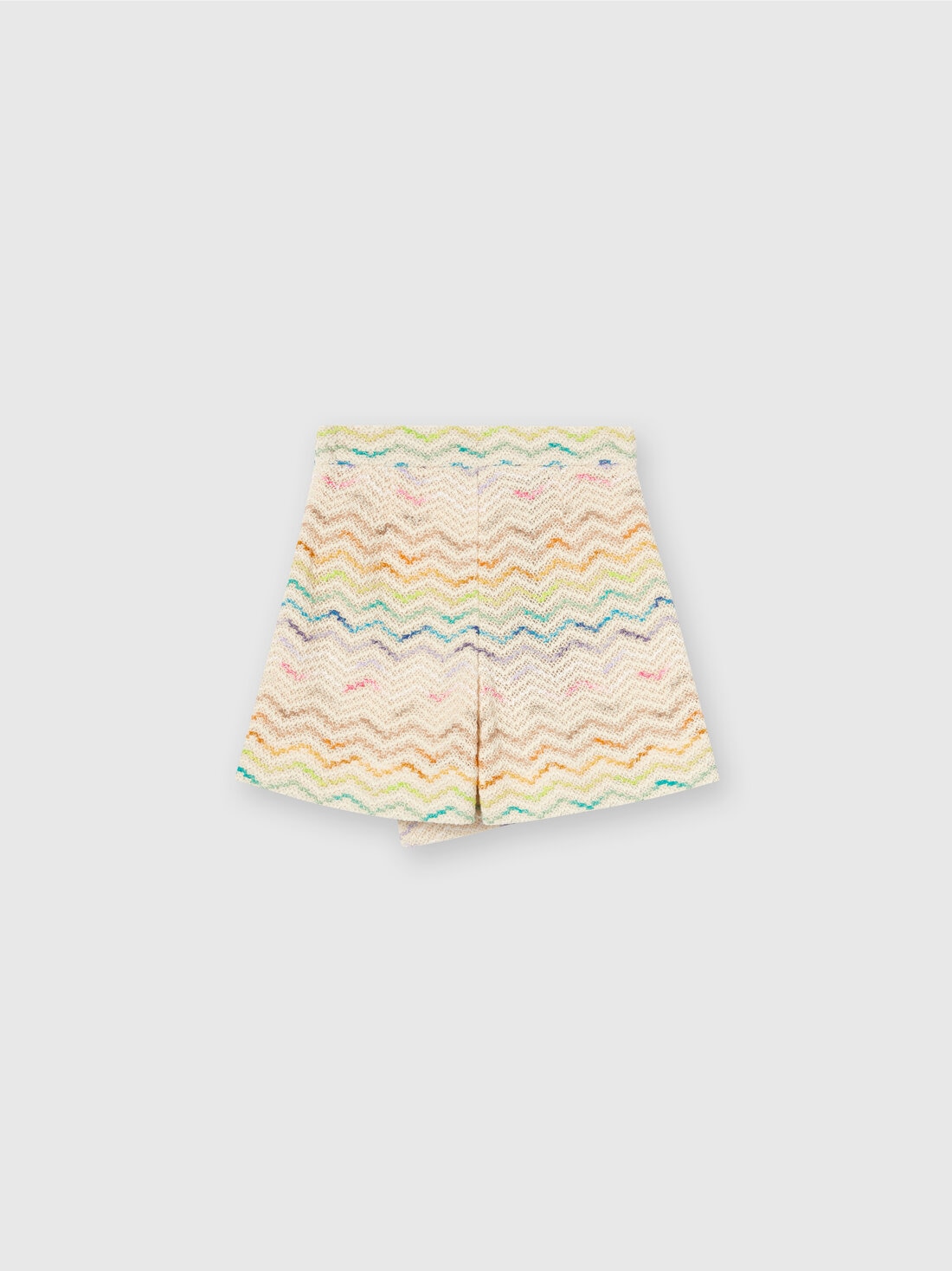 Cotton blend wrap-around skirt with zigzag pattern, Multicoloured  - KS24SH00BV00FVS01CW - 1