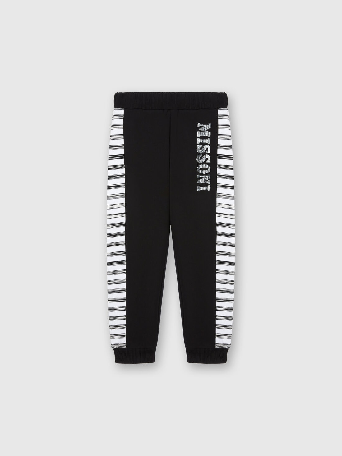 Cotton joggers with slub inserts, Black & White - KS24SI00BV00FWSM92O - 0