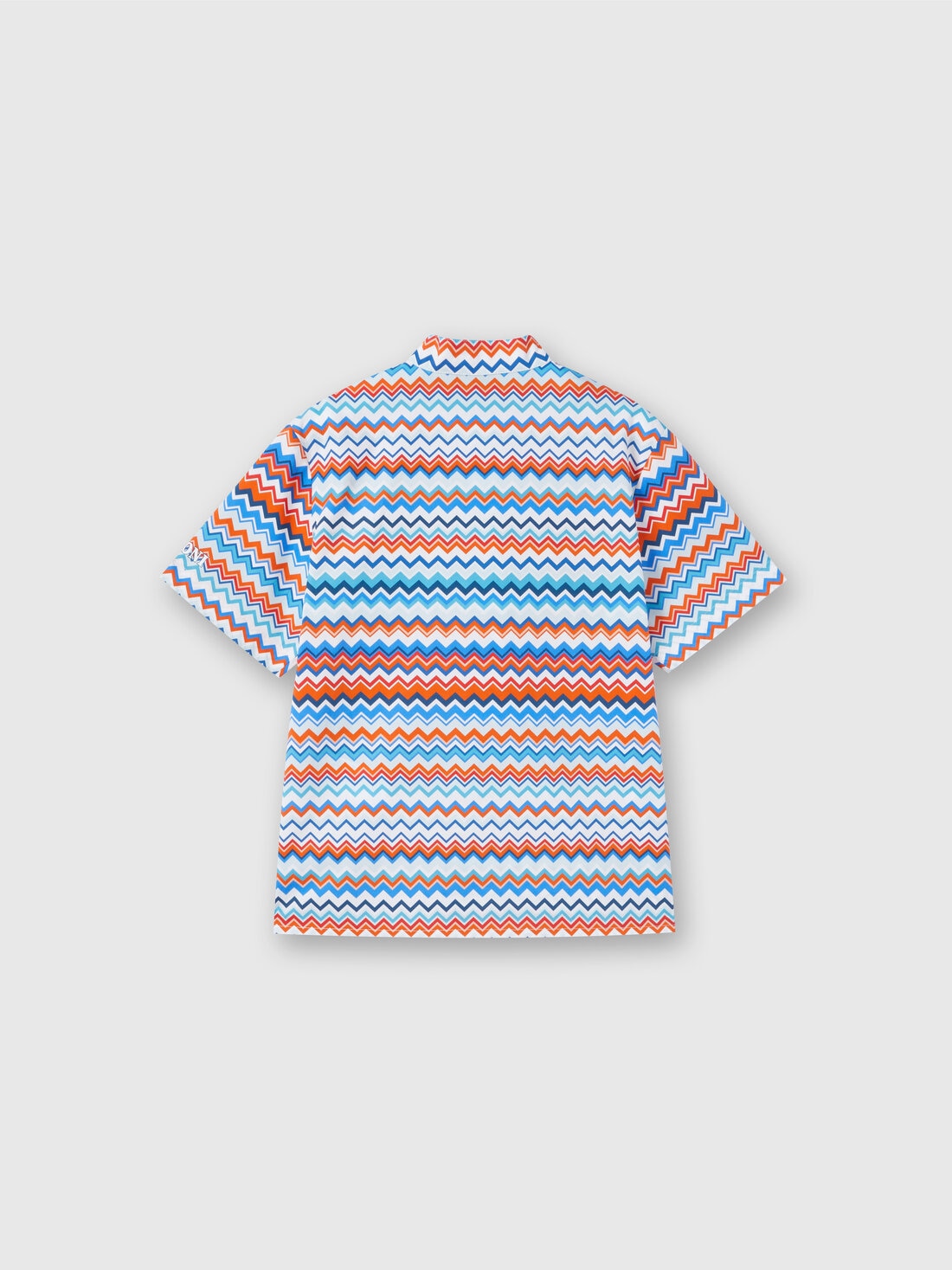 Short-sleeved cotton shirt with zigzag pattern, Multicoloured  - KS24SJ00BV00FWSM927 - 1