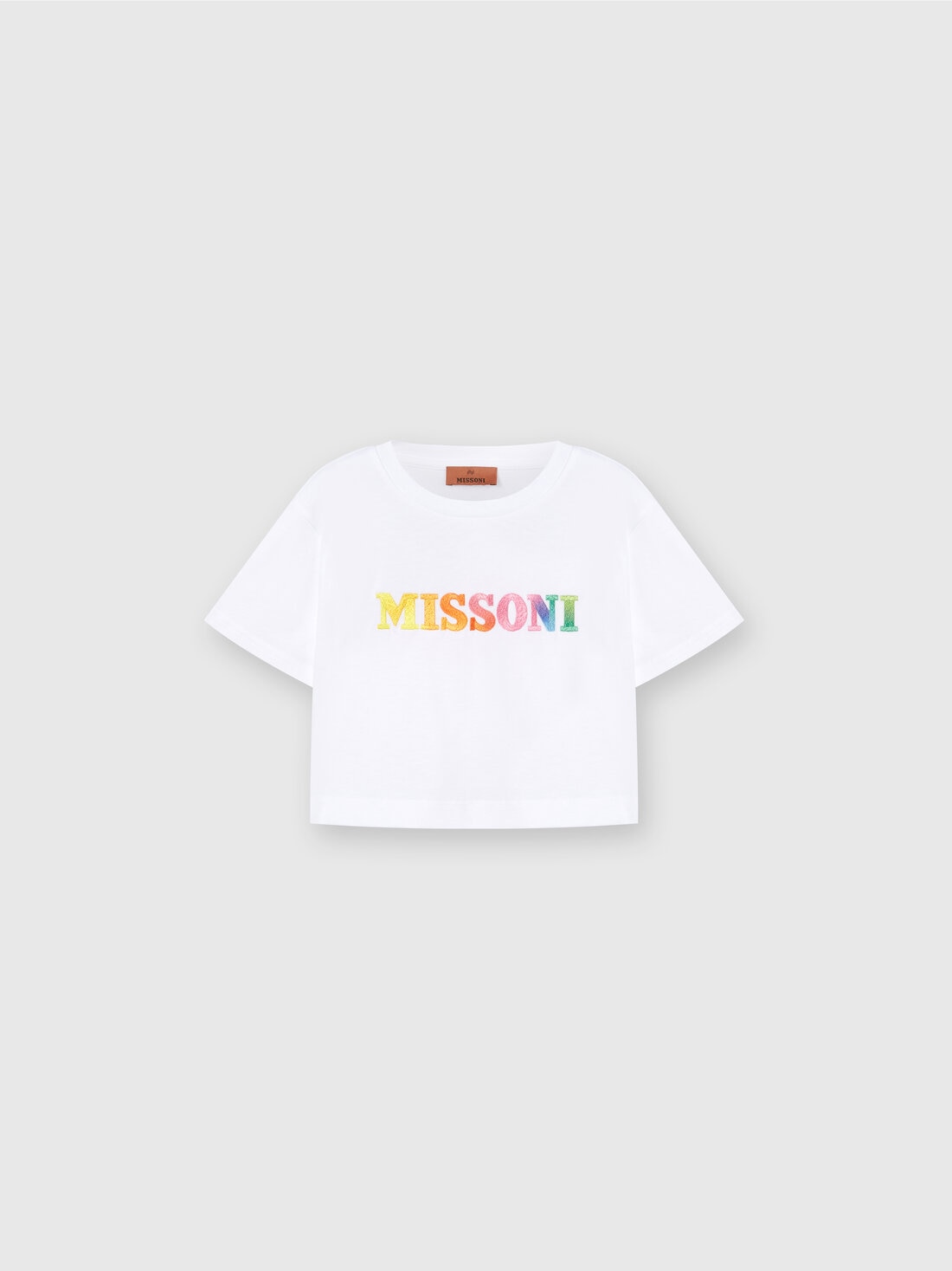 T-shirt in jersey di cotone con scritta logo, Bianco  - KS24SL02BV00FVS019E - 0