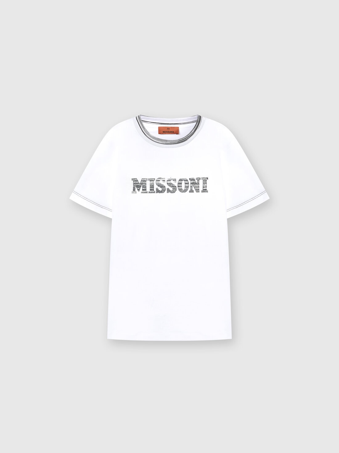T-shirt en jersey de coton avec logo, Noir & Blanc - KS24SL05BV00FWSM92N - 0