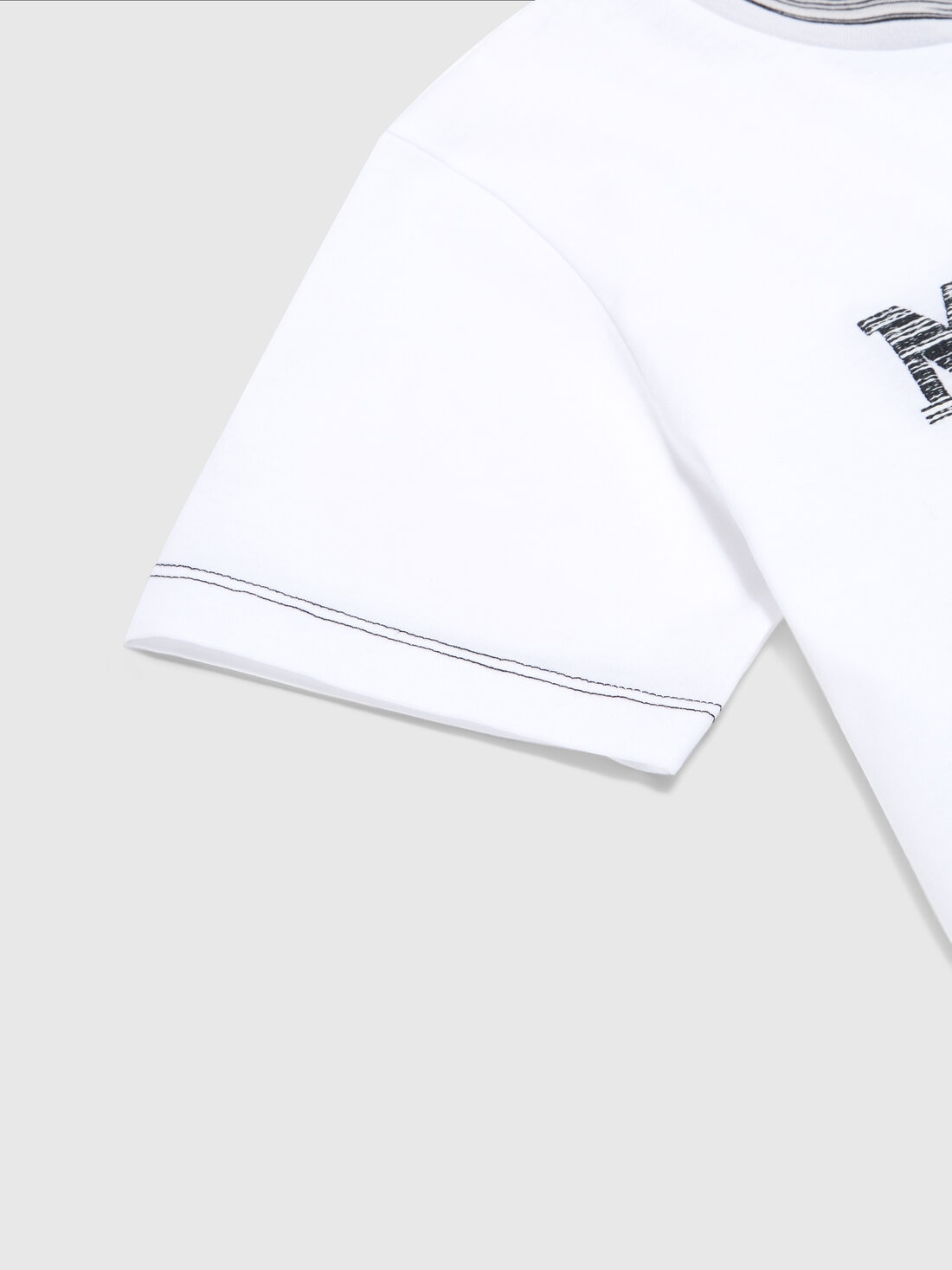 Cotton jersey T-shirt with logo, Black & White - KS24SL05BV00FWSM92N - 3