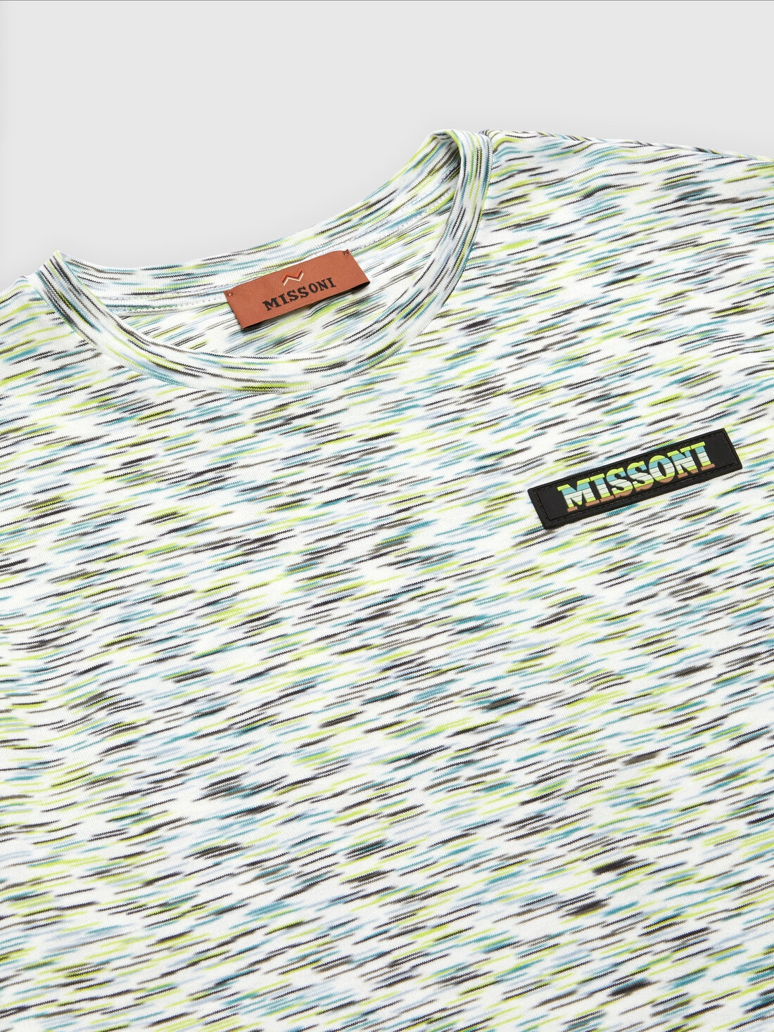 Camiseta de algodón flameado con inscripción del logotipo, Multicolor  - KS24SL06BV00FWS613D - 2