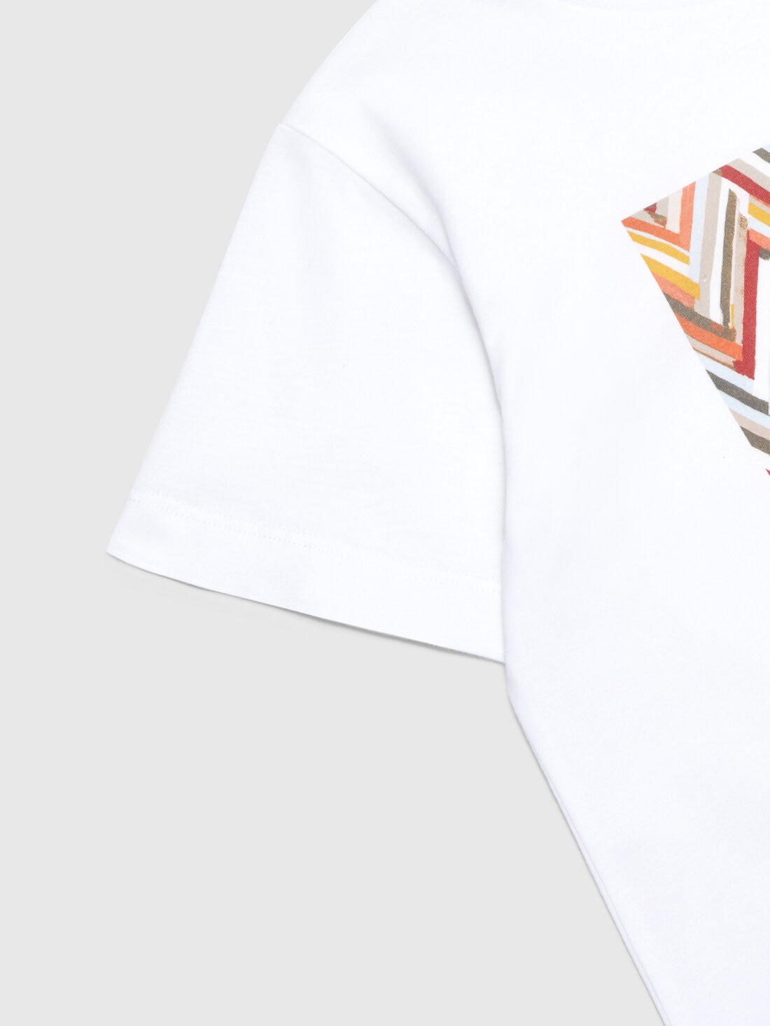 Cotton jersey T-shirt with chevron print and logo, Multicoloured  - KS24SL08BV00FWS207Z - 3