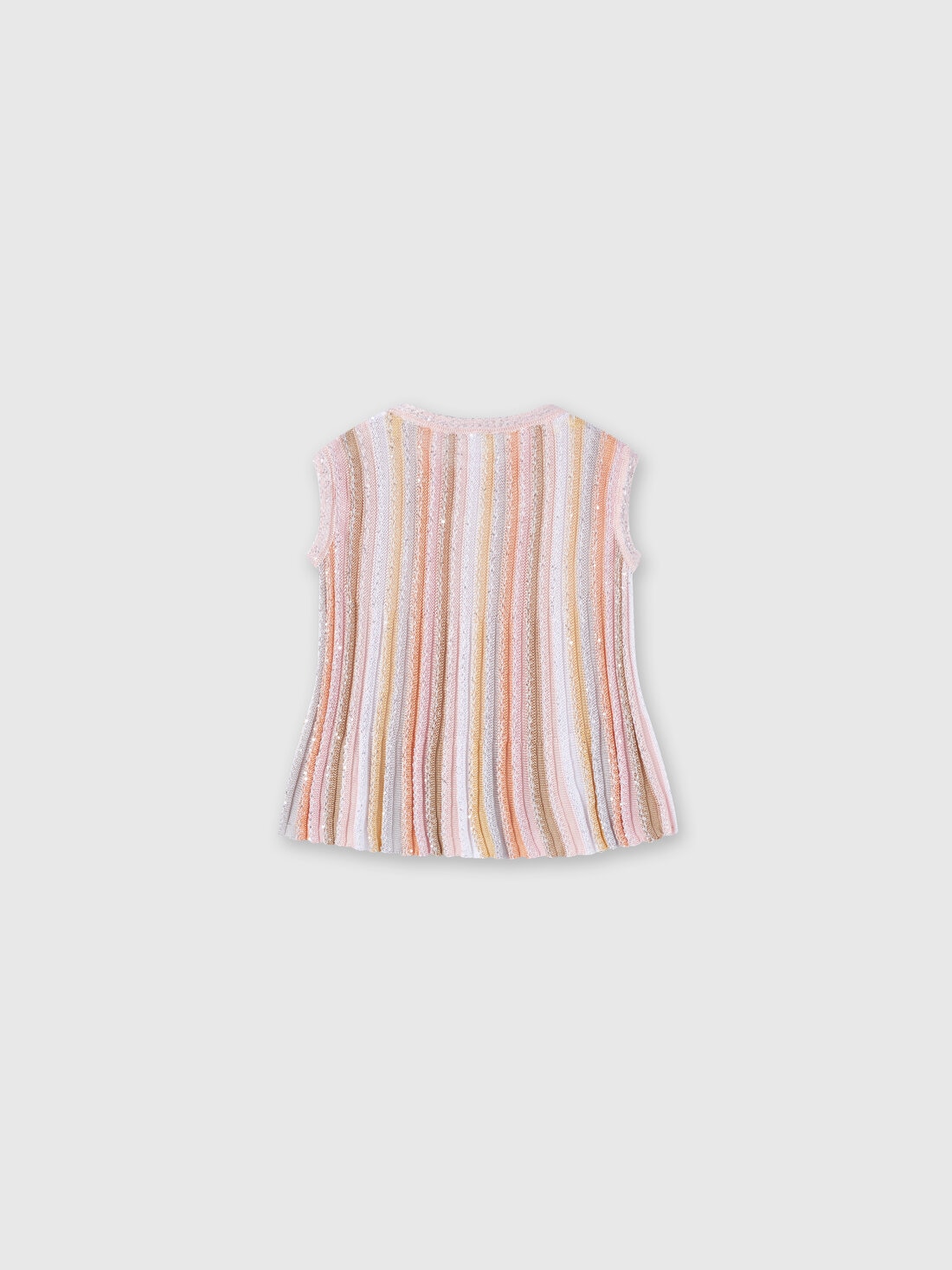 Sleeveless top in pleated viscose knit with sequins, Multicoloured  - KS24SN01BV00FXSM923 - 1