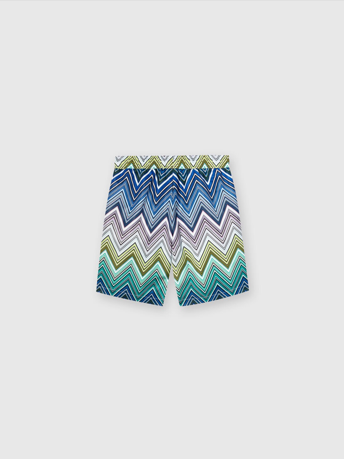 Swimming trunks with chevron pattern and logo lettering, Multicoloured  - KS24SP02BV00FWS72GI - 1