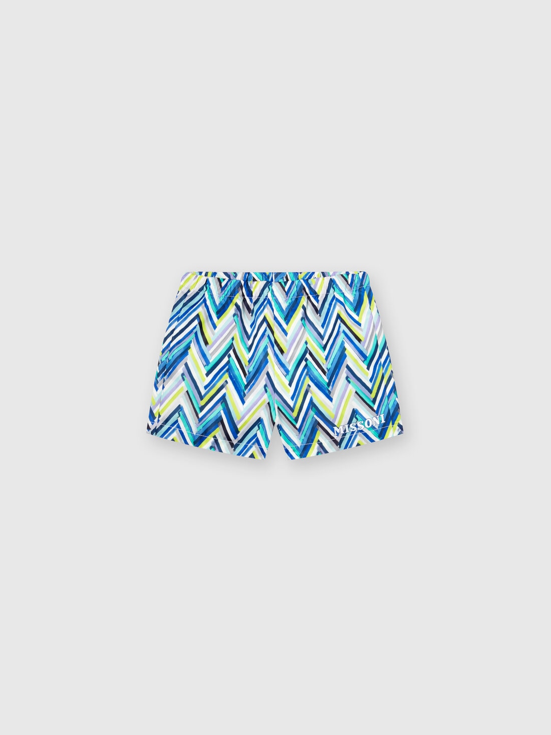 Swimming trunks with zigzag print and logo lettering, Multicoloured  - KS24SP03BV00FWS72GI - 0