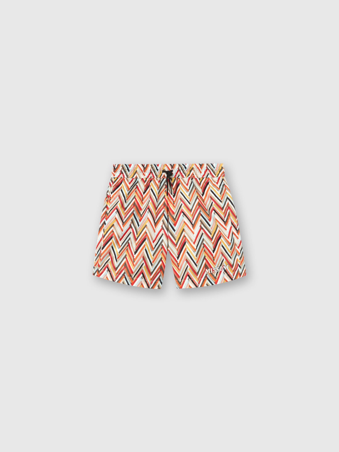 Swimming trunks with zigzag pattern and logo, Multicoloured  - KS24SP04BV00FWS415P - 0