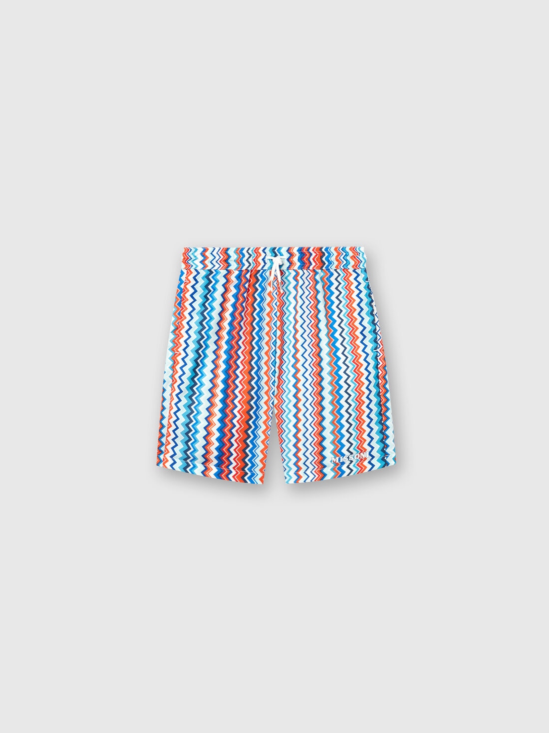 Swimming trunks with zigzag print and logo, Multicoloured  - KS24SP05BV00FWSM927 - 0