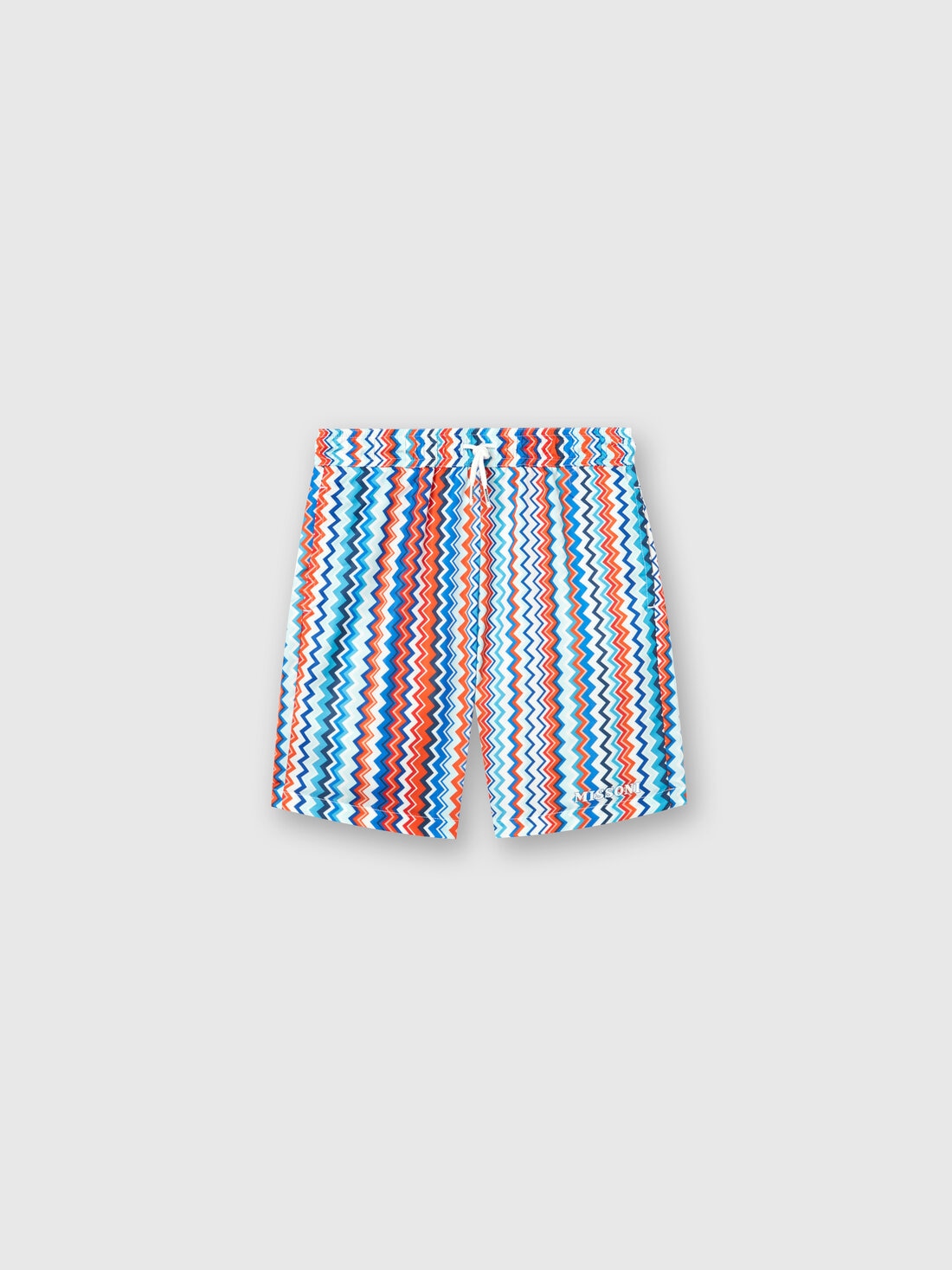 Short de bain avec imprimé zig-zag et logo, Multicolore  - KS24SP05BV00FWSM927 - 0