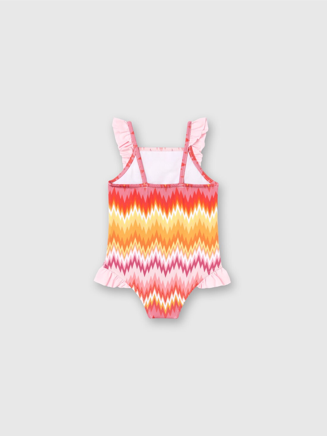 Maillot de bain une pièce à chevrons avec volants et logo, Multicolore  - KS24SP06BV00FVSM923 - 1