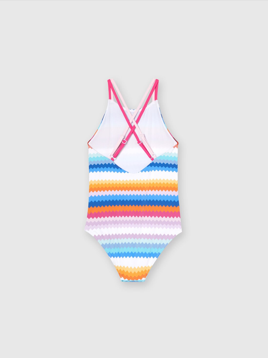 One-piece swimming costume with zigzag pattern and logo lettering, Multicoloured  - KS24SP08BV00FVSM923 - 1