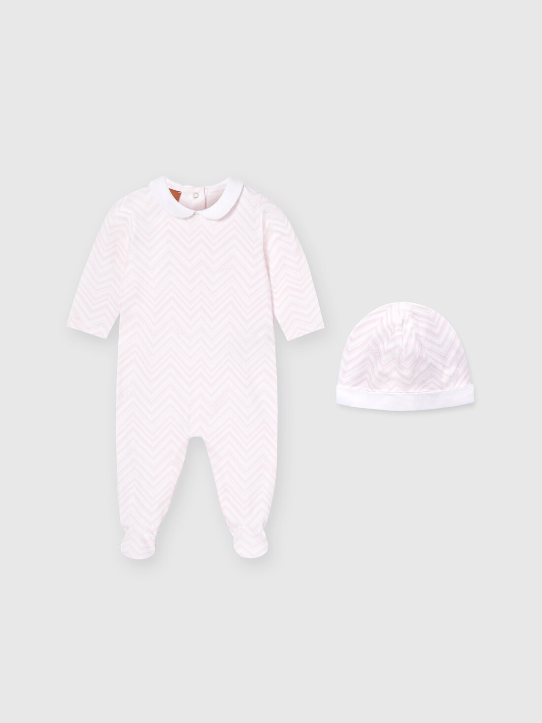 Two-piece set with cotton jumpsuit and docker hat with zigzag pattern, Multicoloured  - KS24SU00BV00FWS019I - 0