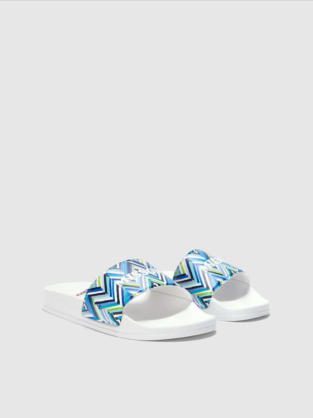 Slippers with chevron pattern and logo lettering, Multicoloured  - KS24SY02BV00FWS72GI - 1