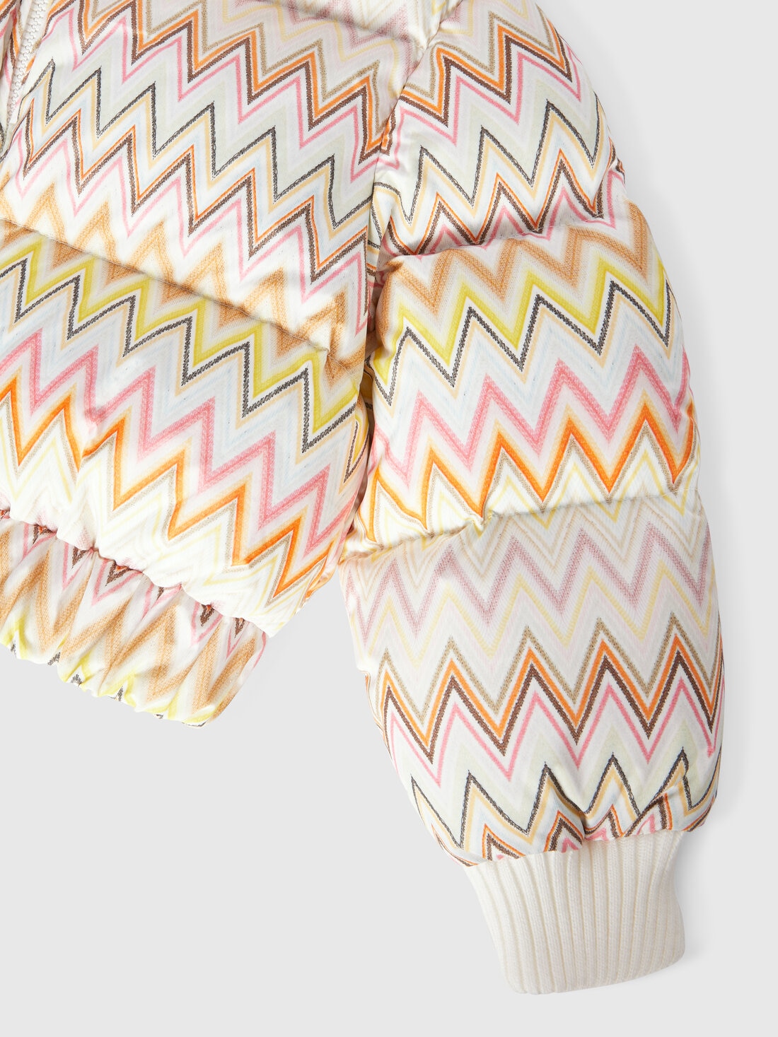 Zig zag nylon down jacket with hood, Beige & Multicoloured  - KS24WF00BV00GVS01H2 - 3