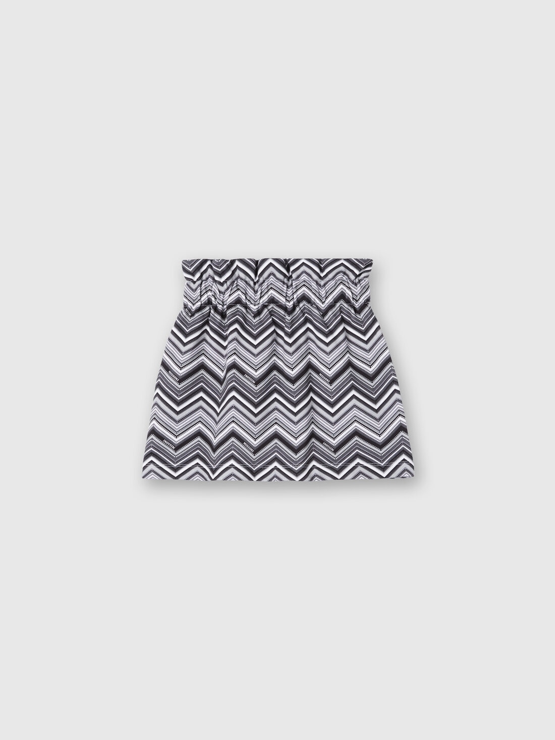 Zig zag cotton skirt with logo, Black & Multicoloured  - KS24WH00BV00GVS91OA - 1