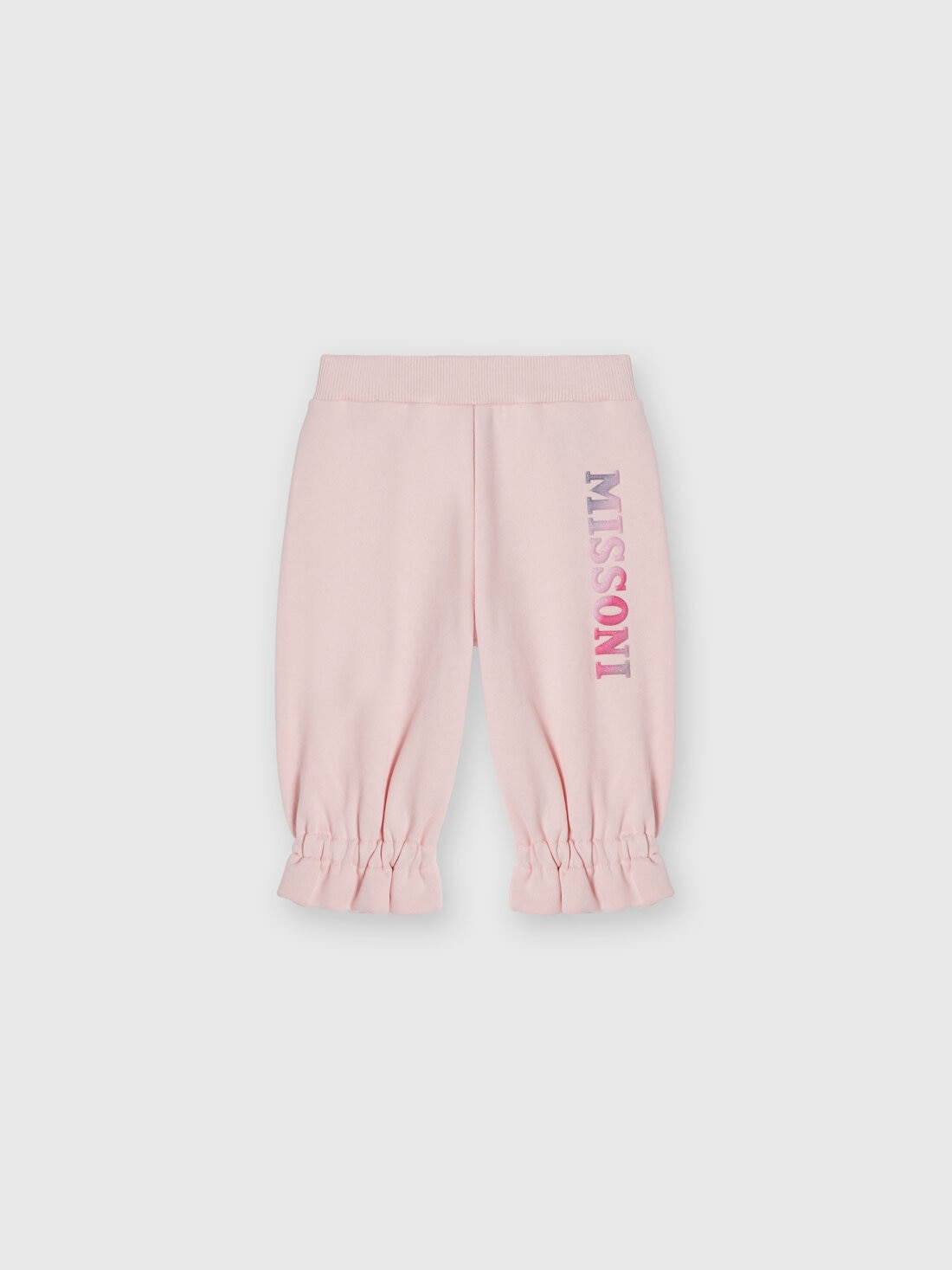 Cotton joggers with ruffles on the bottom and logo, Pink   - 8053147471709 - 0