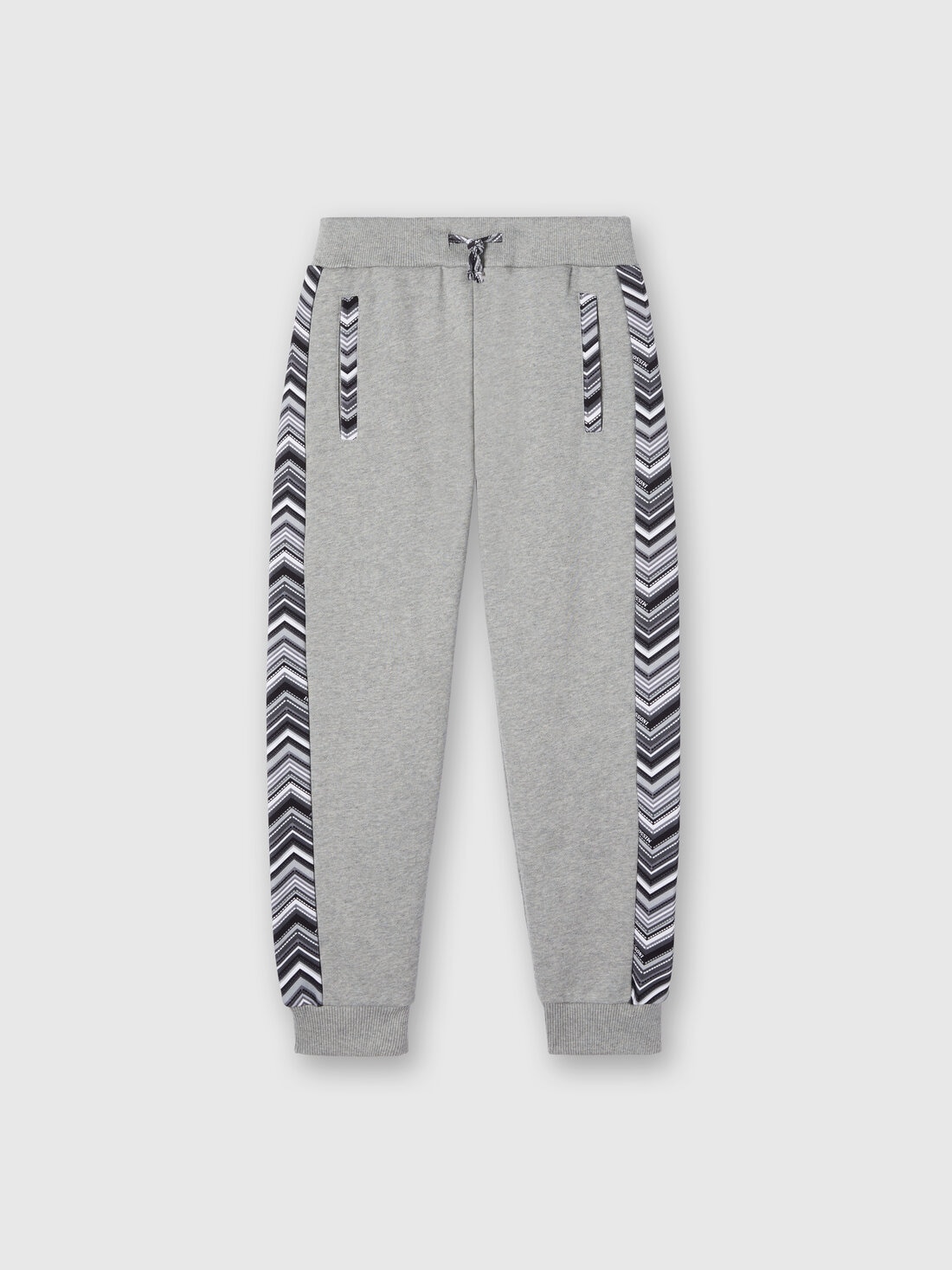 Cotton joggers with zigzag inserts, Grey - KS24WI02BV00GWS91O8 - 0