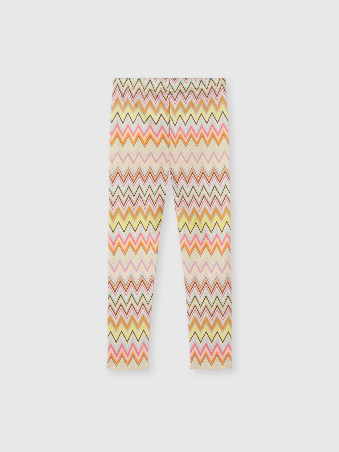 Zig zag stretch cotton leggings with logo, Beige & Multicoloured  - KS24WI06BV00GVS01H2 - 1