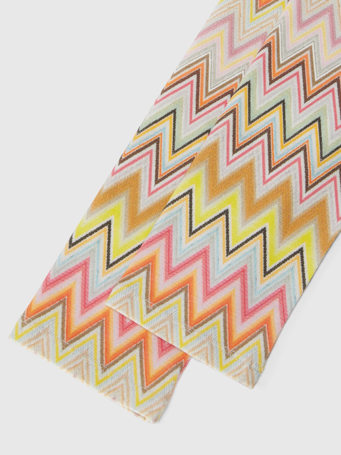 Zig zag stretch cotton leggings with logo, Beige & Multicoloured  - KS24WI06BV00GVS01H2 - 3