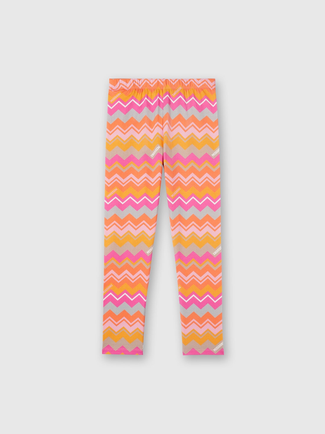 Zig zag stretch cotton leggings with logo, Fuchsia & Red - KS24WI06BV00GVS30F5 - 0