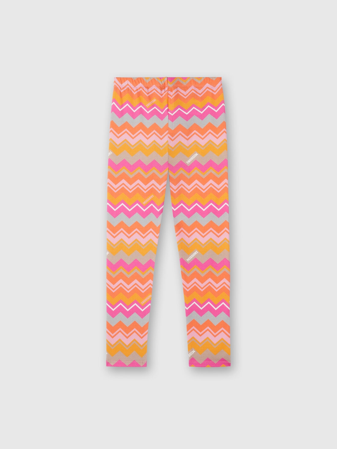 Zig zag stretch cotton leggings with logo, Fuchsia & Red - KS24WI06BV00GVS30F5 - 1