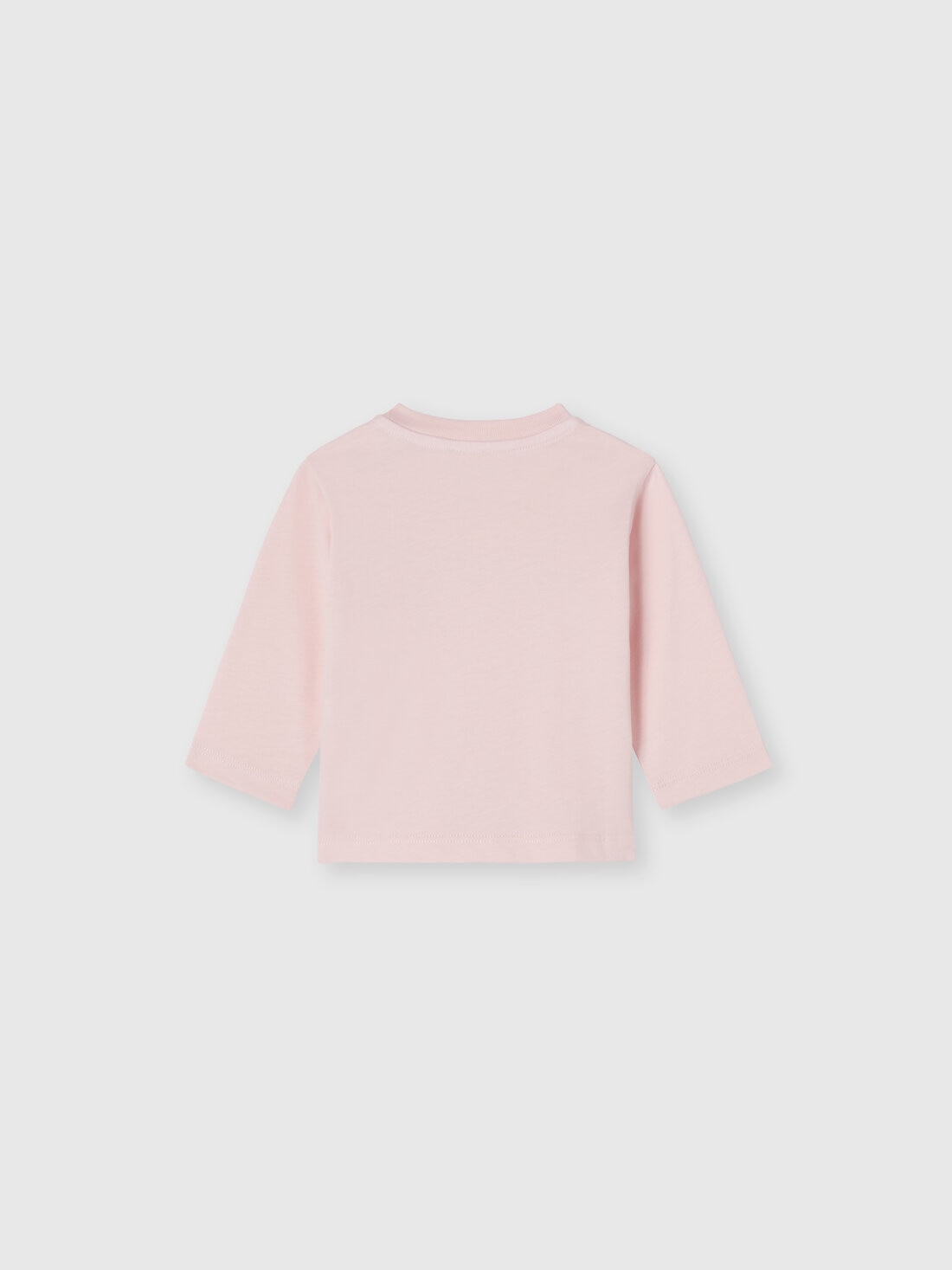 Long-sleeved cotton crewneck T-shirt with logo, Pink   - KS24WL00BV00GVS30F3 - 1