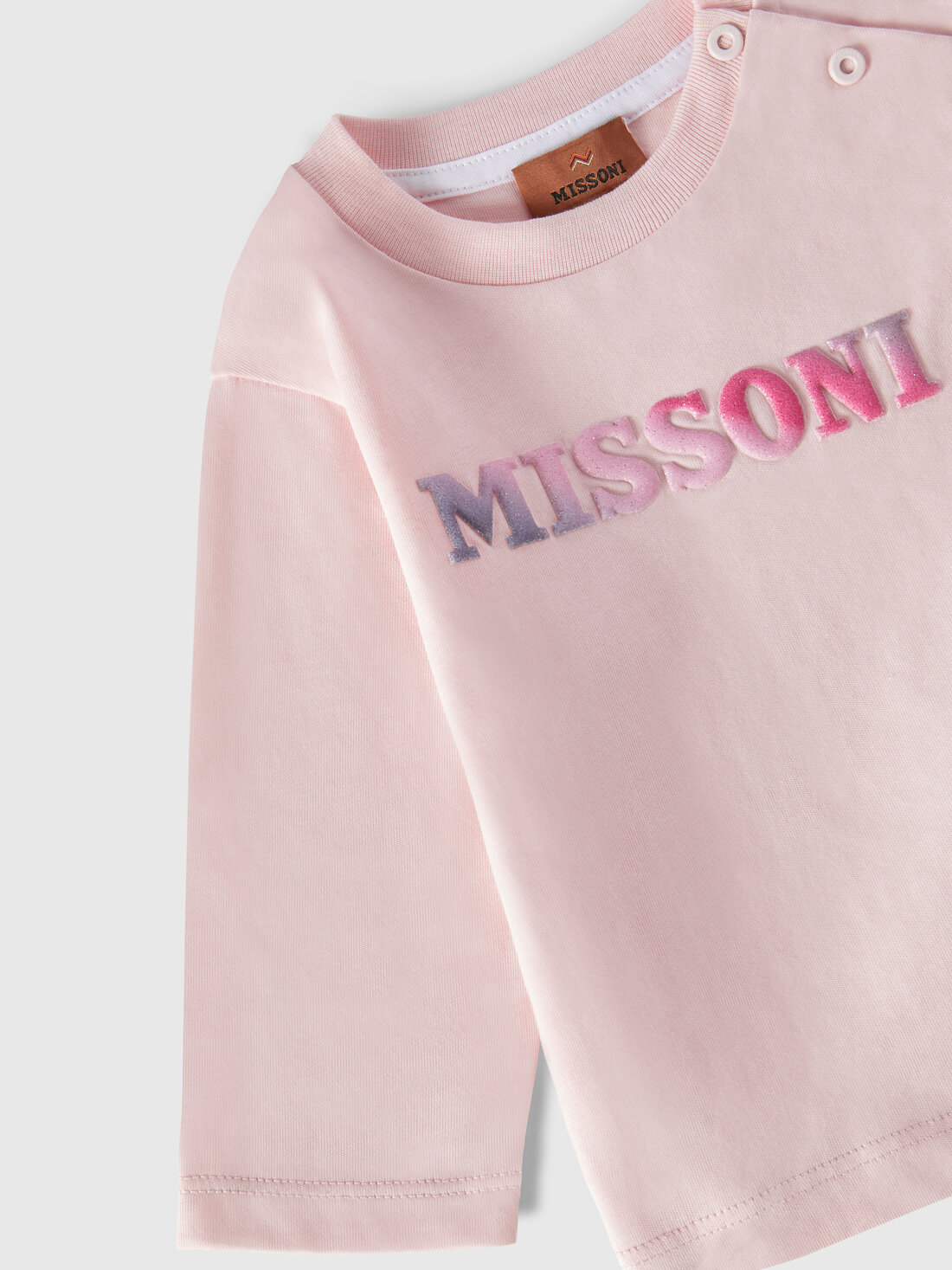 Long-sleeved cotton crewneck T-shirt with logo, Pink   - KS24WL00BV00GVS30F3 - 3