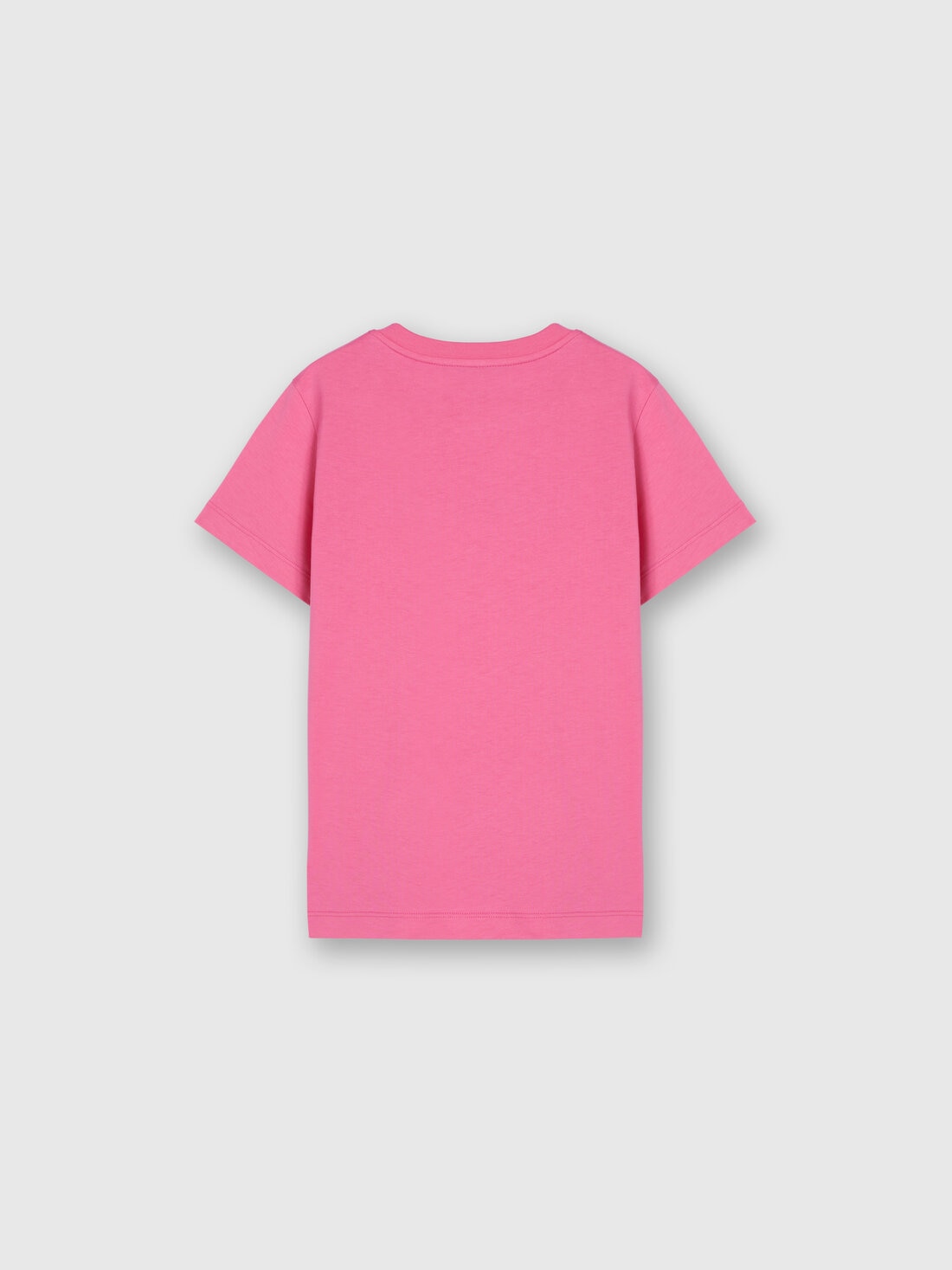 Cotton crewneck T-shirt with rhinestone logo, Fuchsia & Red - KS24WL03BV00GVS30F4 - 1