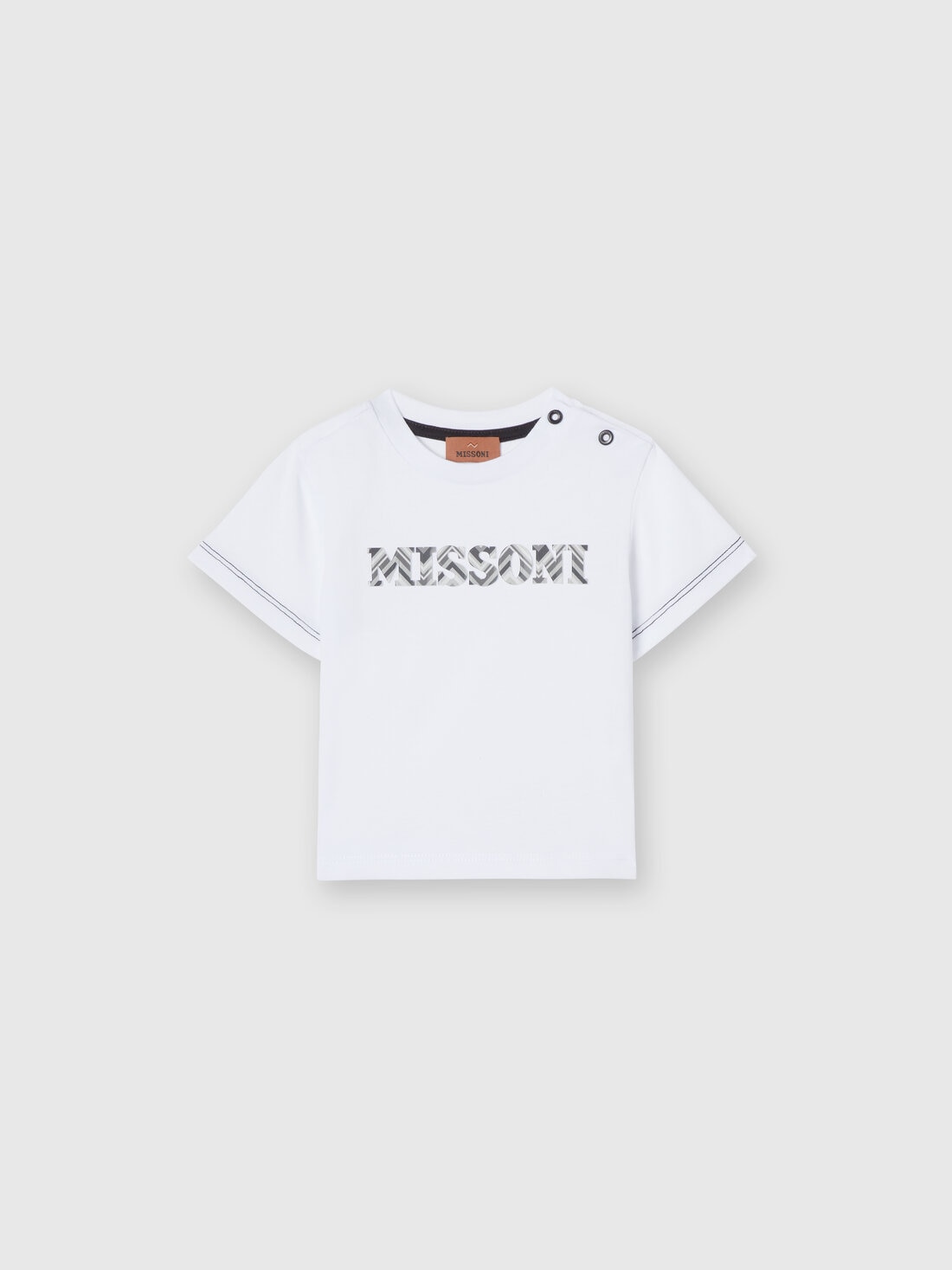 Cotton crewneck T-shirt with embossed logo, Black & White - KS24WL06BV00GWSM92N - 0