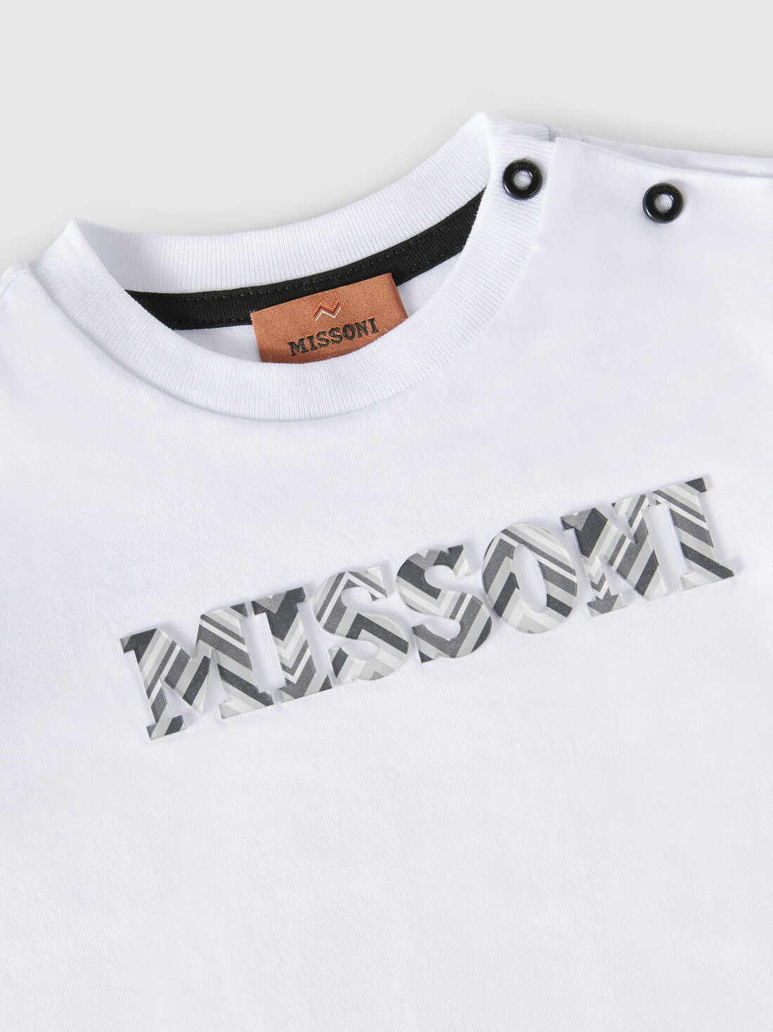 Cotton crewneck T-shirt with embossed logo, Black & White - KS24WL06BV00GWSM92N - 2