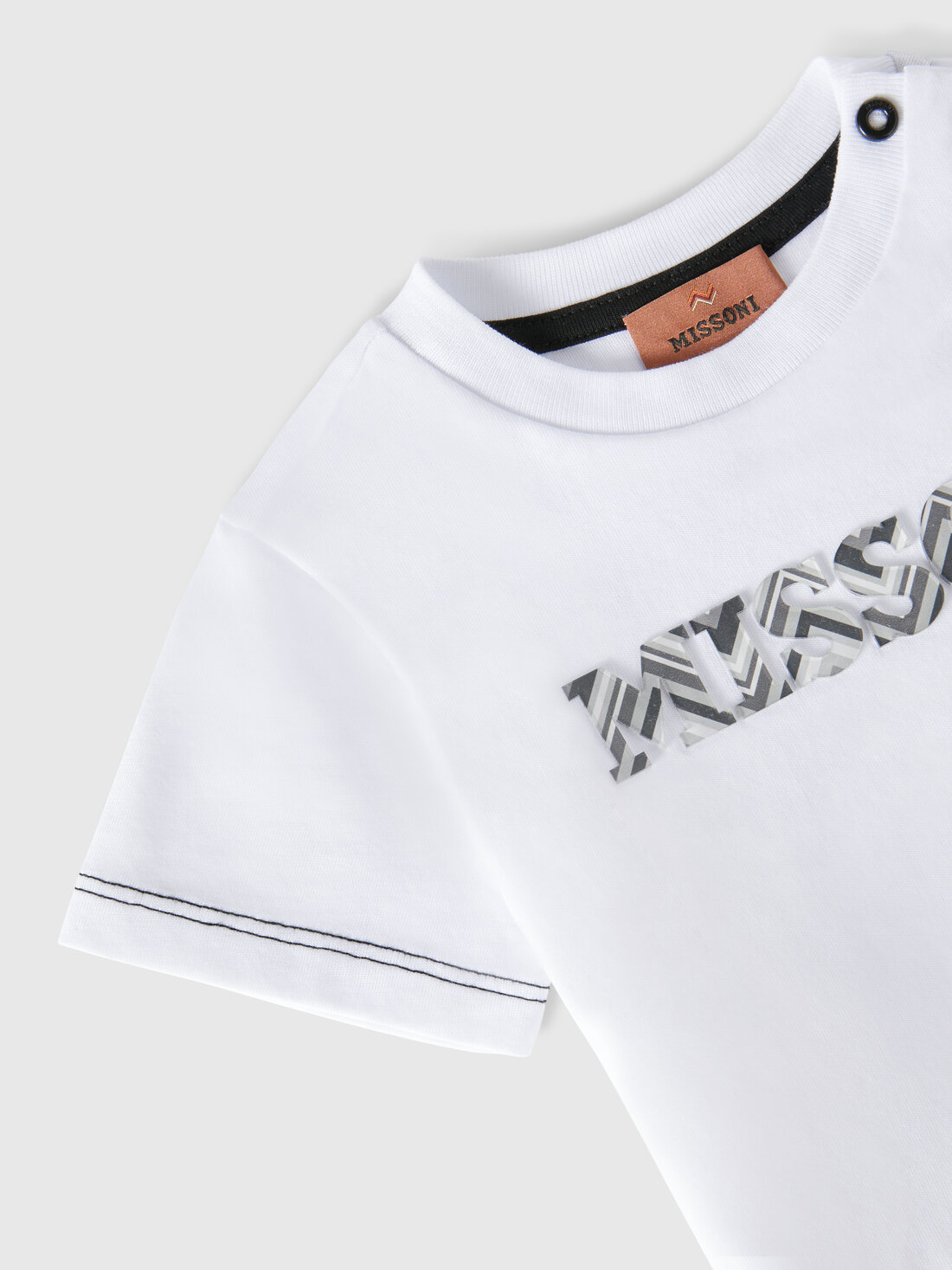 Cotton crewneck T-shirt with embossed logo, Black & White - KS24WL06BV00GWSM92N - 3