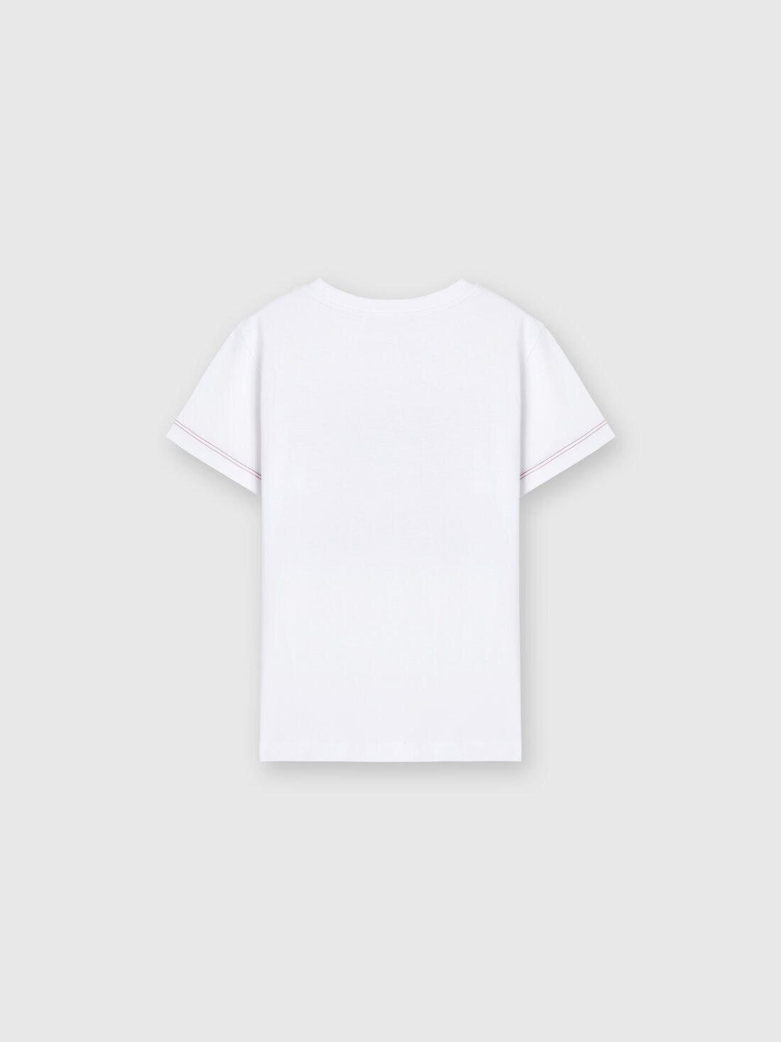 Cotton crewneck T-shirt with zigzag print and logo, White & Multicoloured   - KS24WL07BV00GWS019C - 1