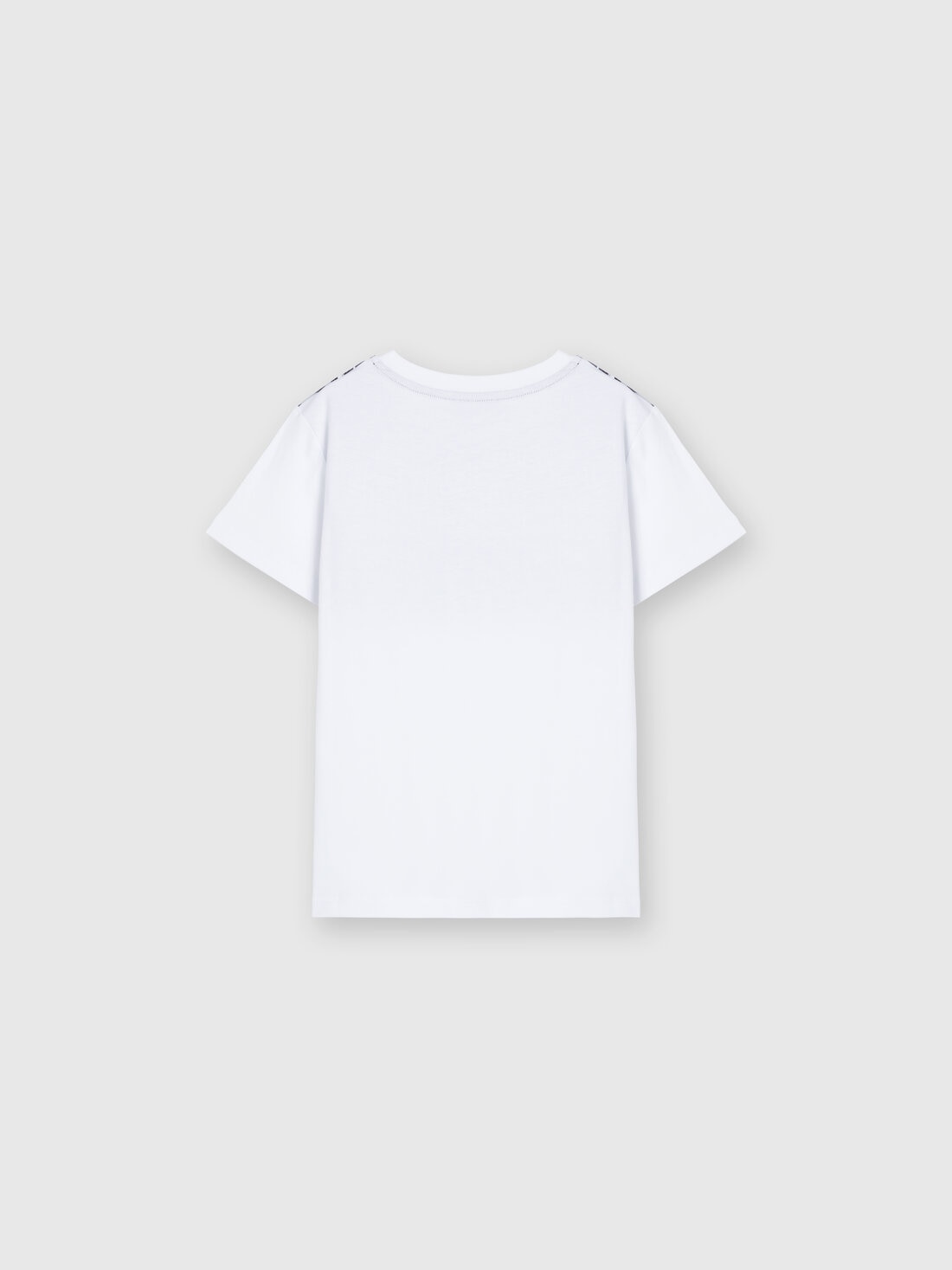 Cotton crewneck T-shirt with zig zag insert and logo, Black & White - KS24WL08BV00GWSM92N - 1