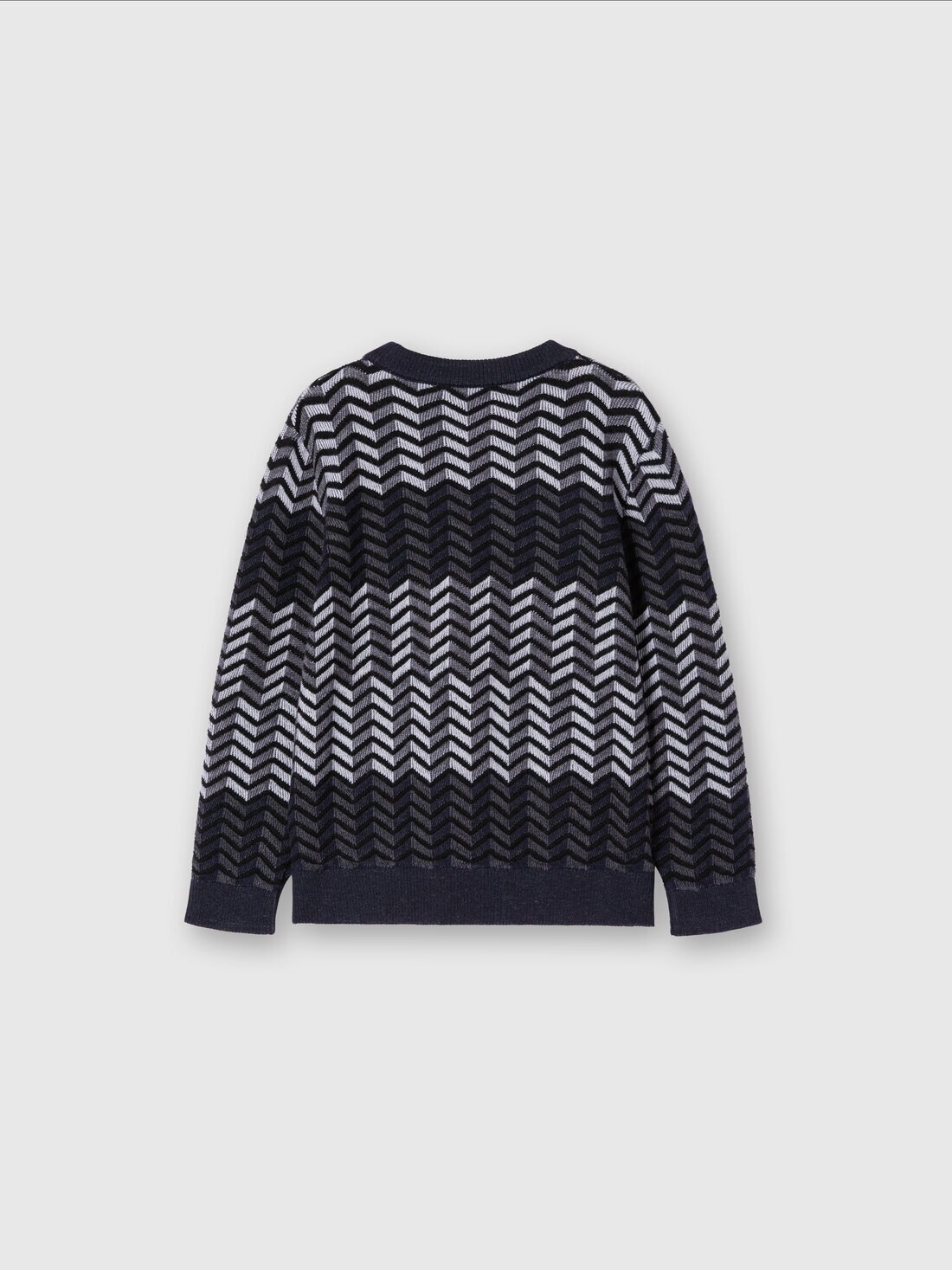 Crewneck sweater in zigzag virgin wool, Black & White - KS24WN03BV00GWSM92O - 1