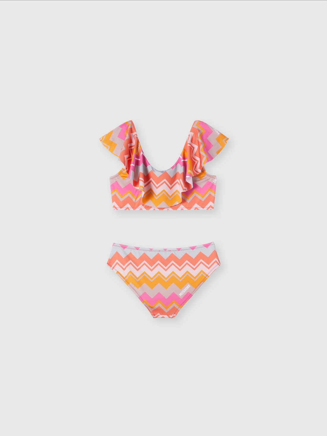 Zig zag print bikini swimsuit with logo, Fuchsia & Red - KS24WP00BV00GVS30F5 - 1