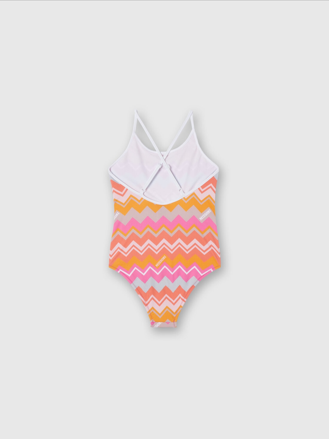 Zig zag print one-piece swimsuit with logo, Fuchsia & Red - KS24WP03BV00GVS30F5 - 1