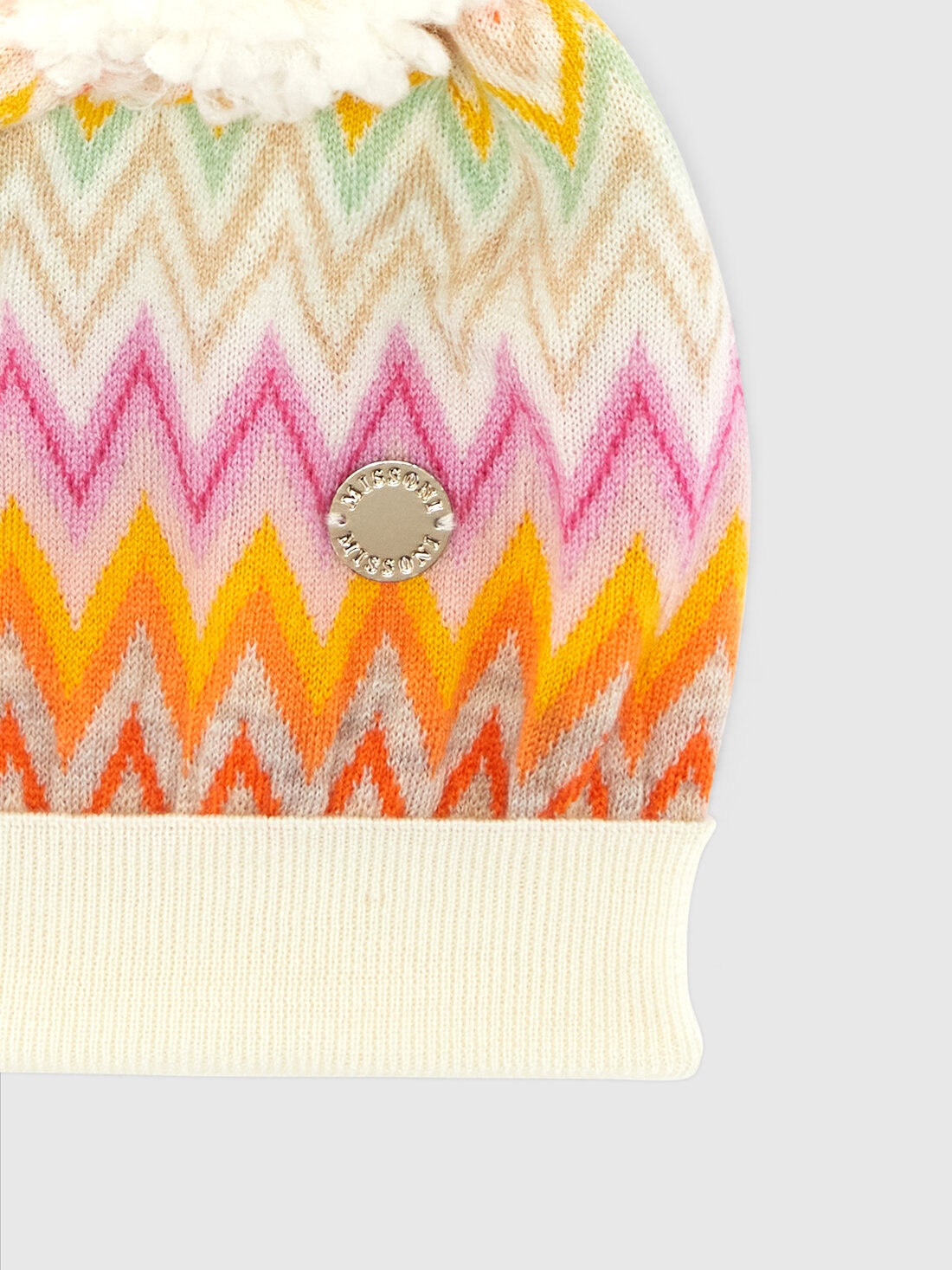 Zig zag wool hat with pom pom, Multicoloured  - 8053147473451 - 2