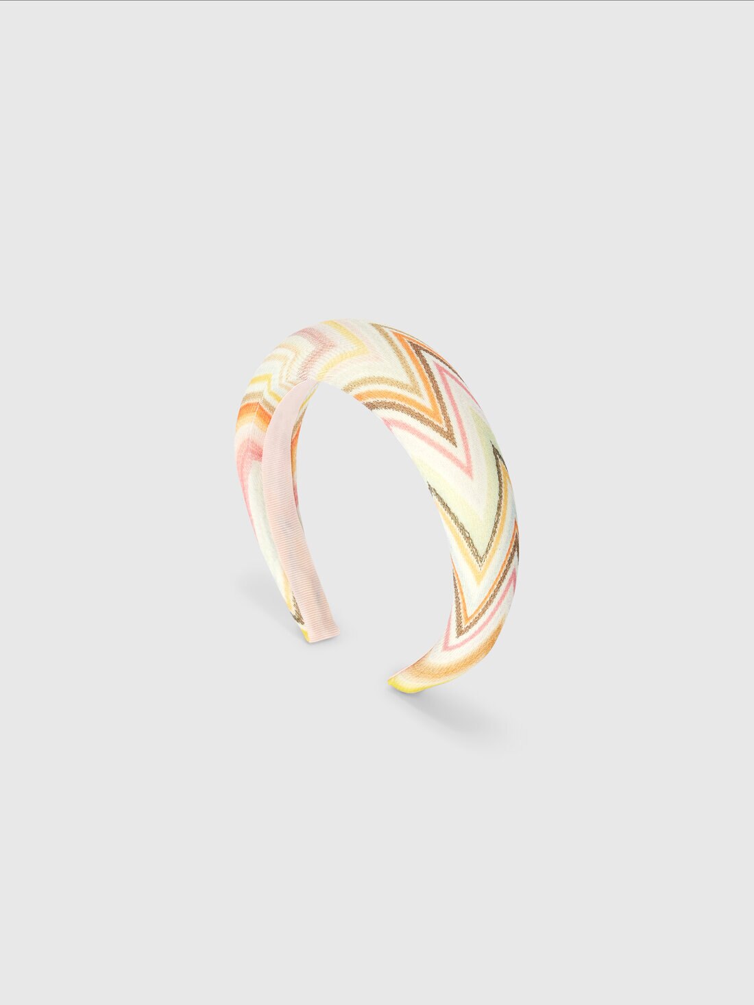 Rounded zig zag cotton headband, Beige & Multicoloured  - 8053147473529 - 0