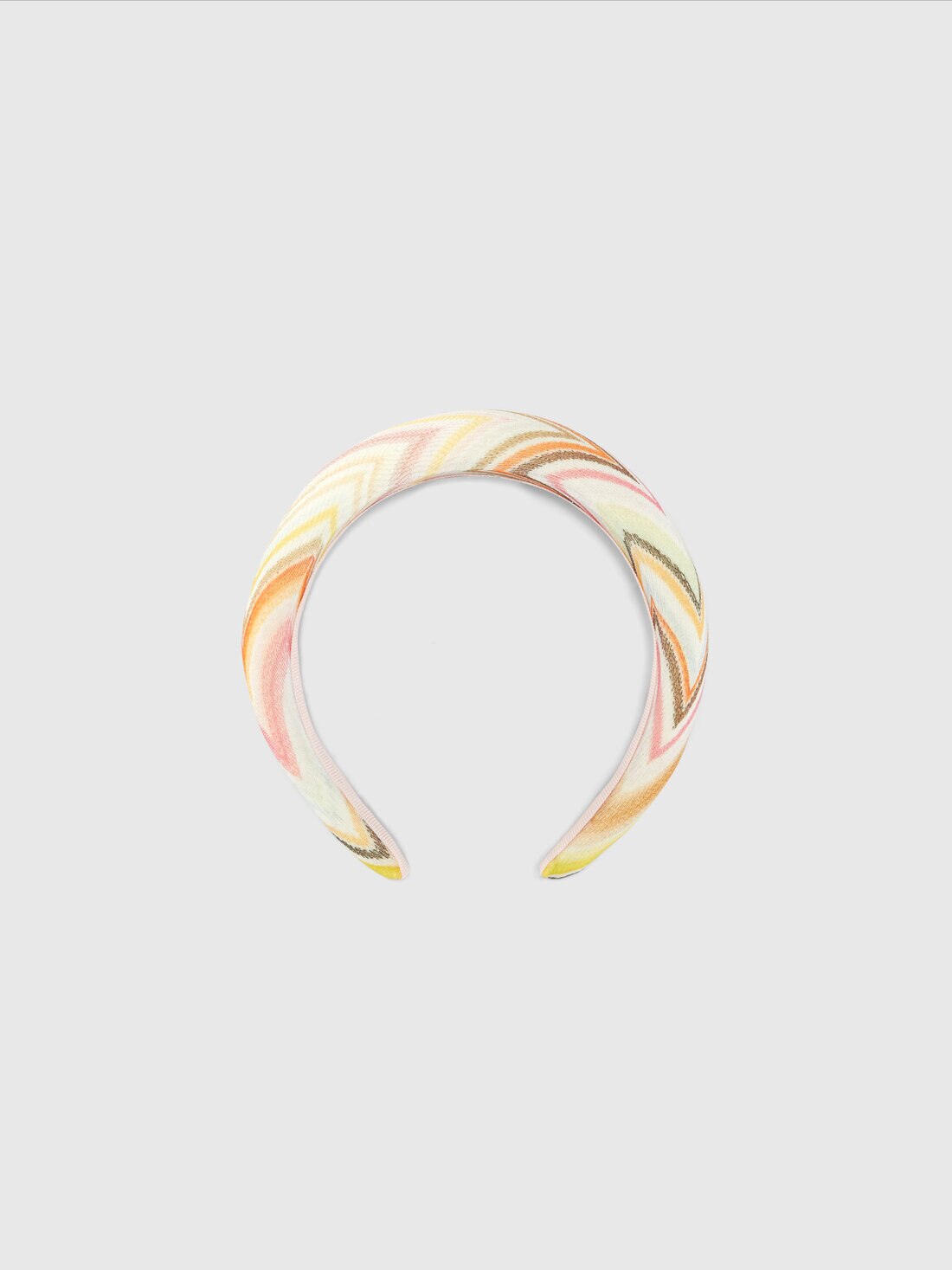 Rounded zig zag cotton headband, Beige & Multicoloured  - 8053147473529 - 1
