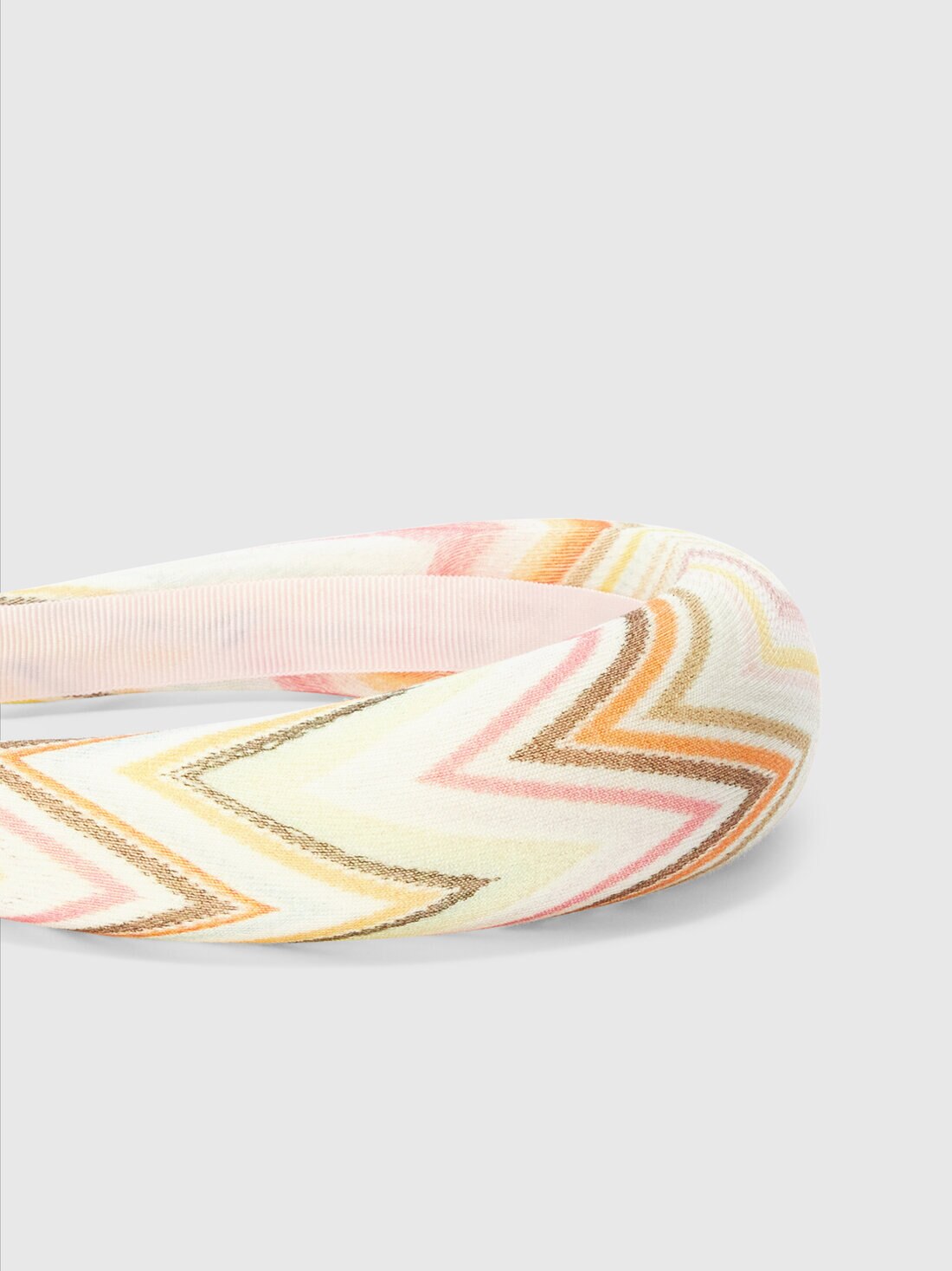 Rounded zig zag cotton headband, Beige & Multicoloured  - 8053147473529 - 2