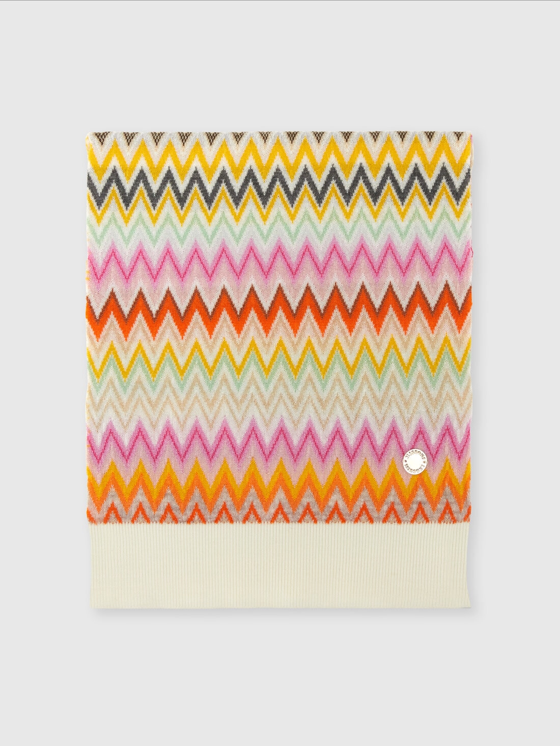 Zig zag wool scarf with logo appliqué, Multicoloured  - KS24WS04BV00GVSM923 - 0