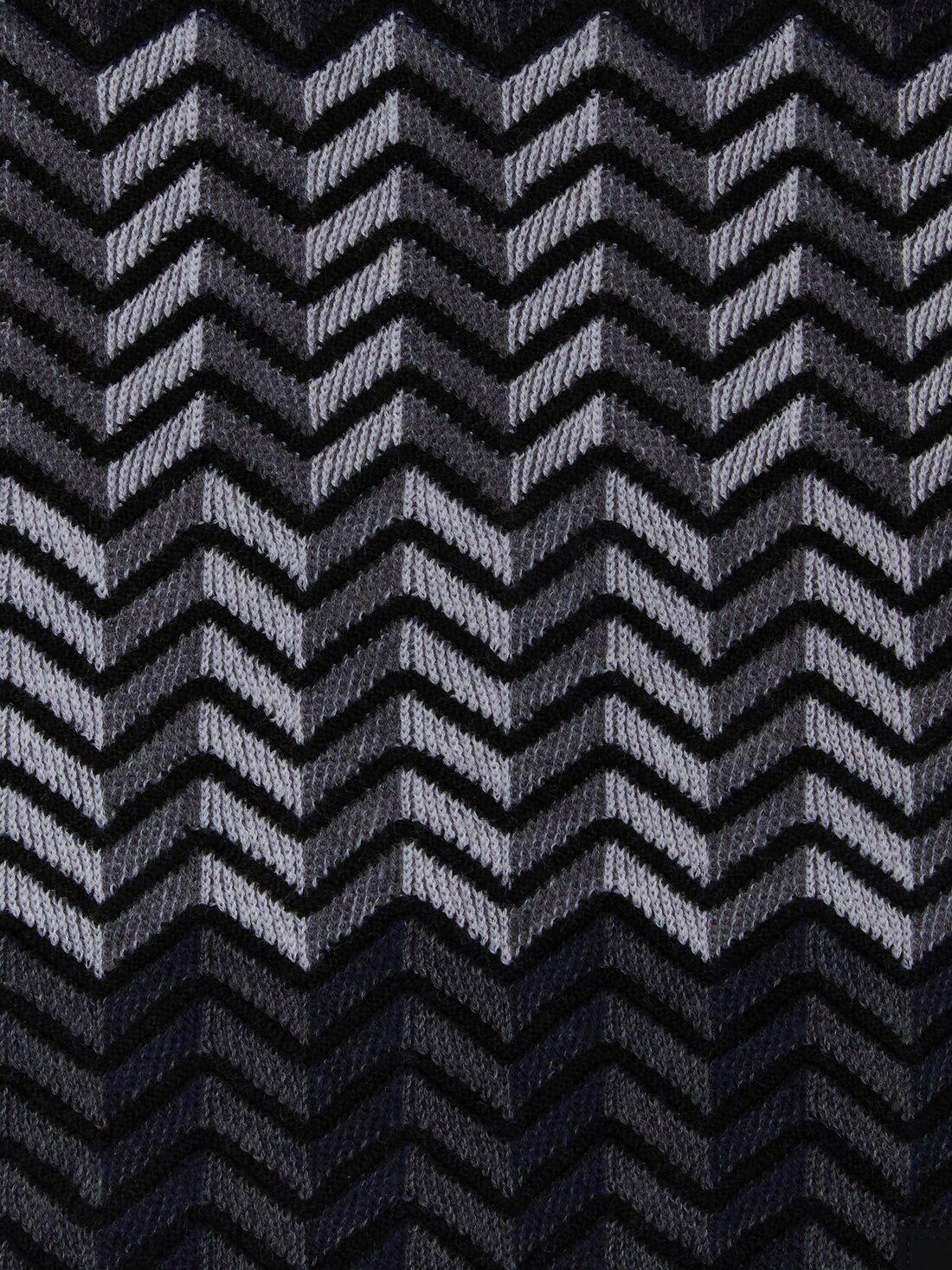 Zig zag virgin wool scarf with logo, Black & Grey - KS24WS06BV00GWS91O9 - 2