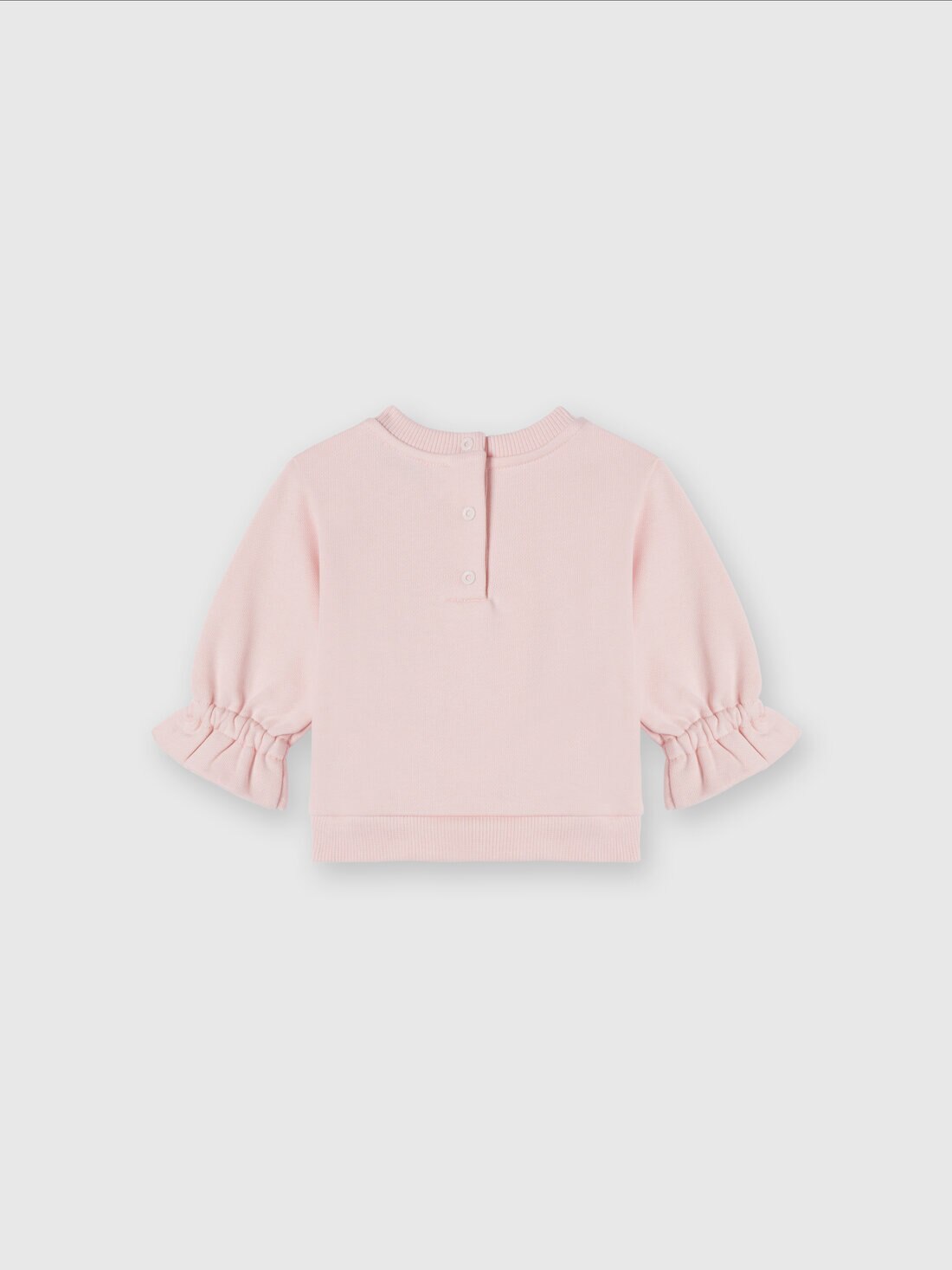 Cotton crewneck sweatshirt with ruffles on the sleeves and logo, Pink   - KS24WW00BV00GVS30F3 - 1
