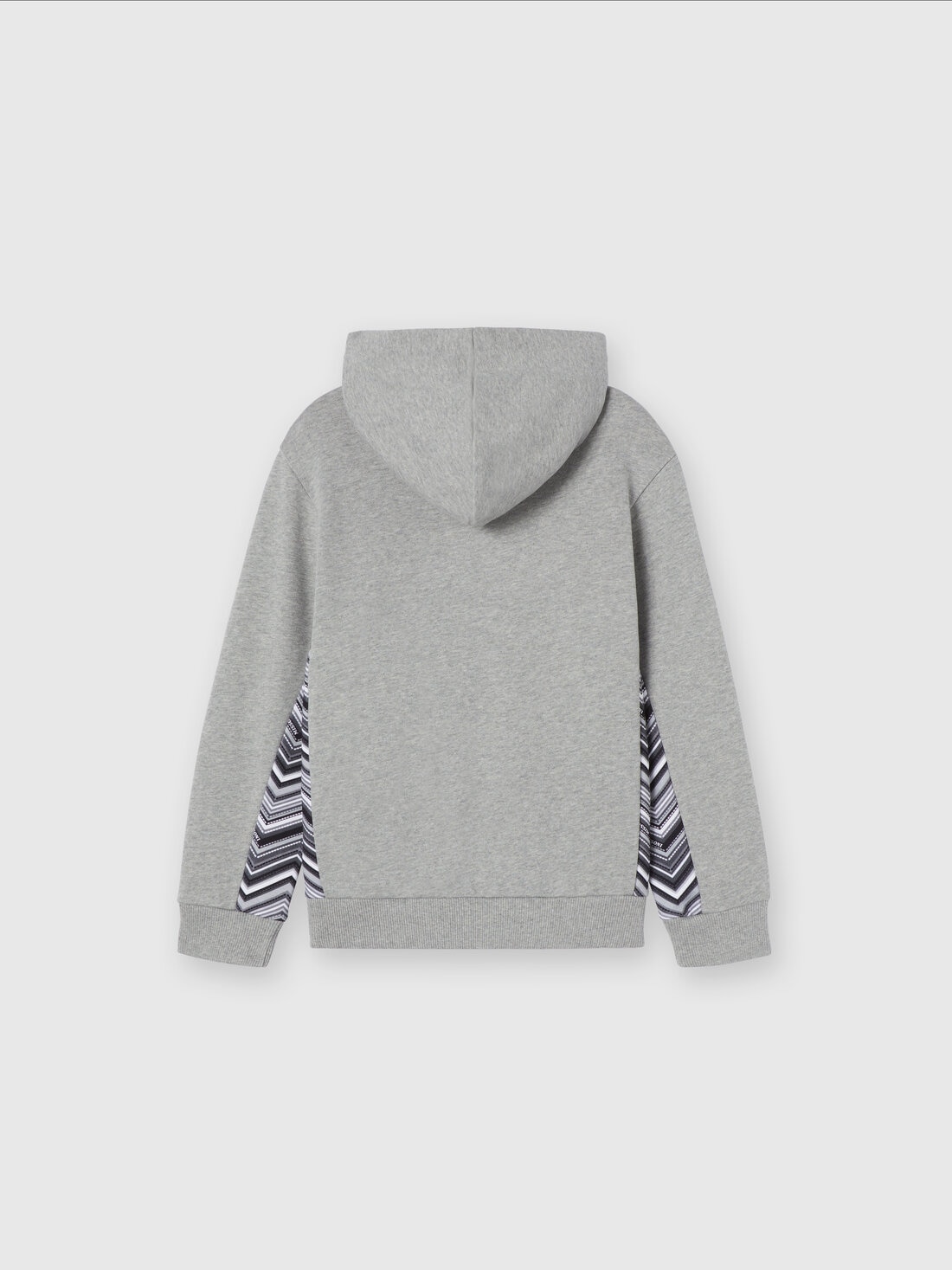Cotton sweatshirt with hood, zig zag inserts and logo, Grey - KS24WW05BV00GWS91O8 - 1