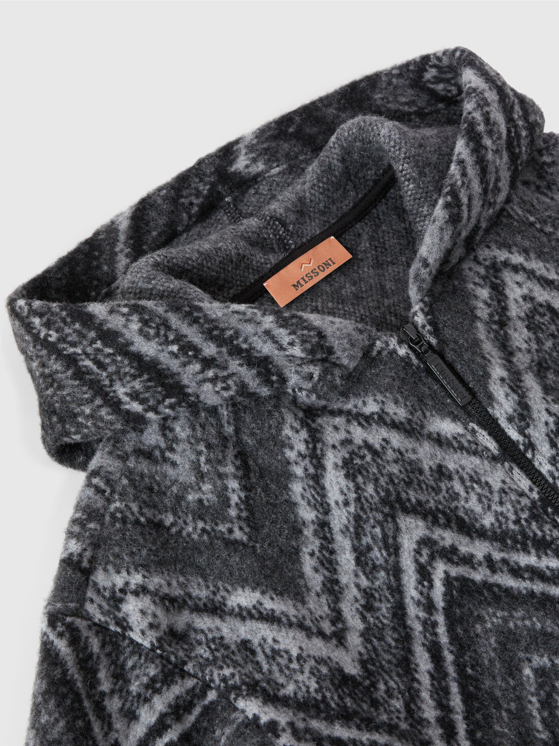 Wool-blend hooded sweatshirt, Black & Grey - KS24WW07BV00GWS91O9 - 2
