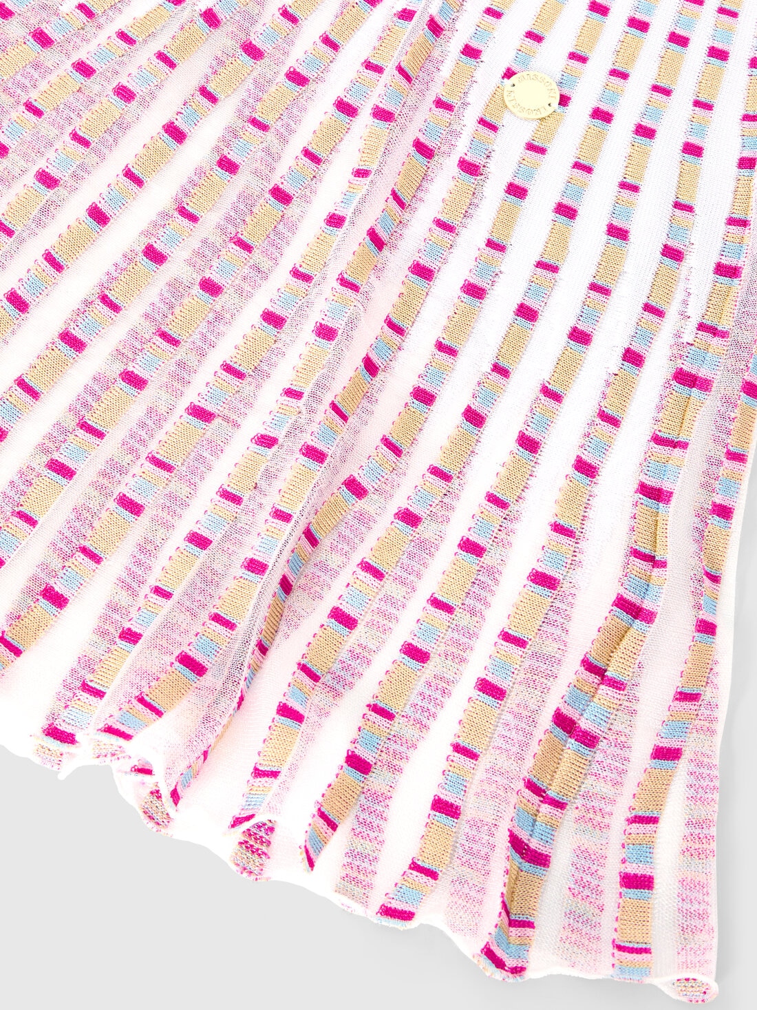 Striped dress with pleated skirt in 100% viscose, Multicoloured  - KS25SG02BV00HMSM923 - 3